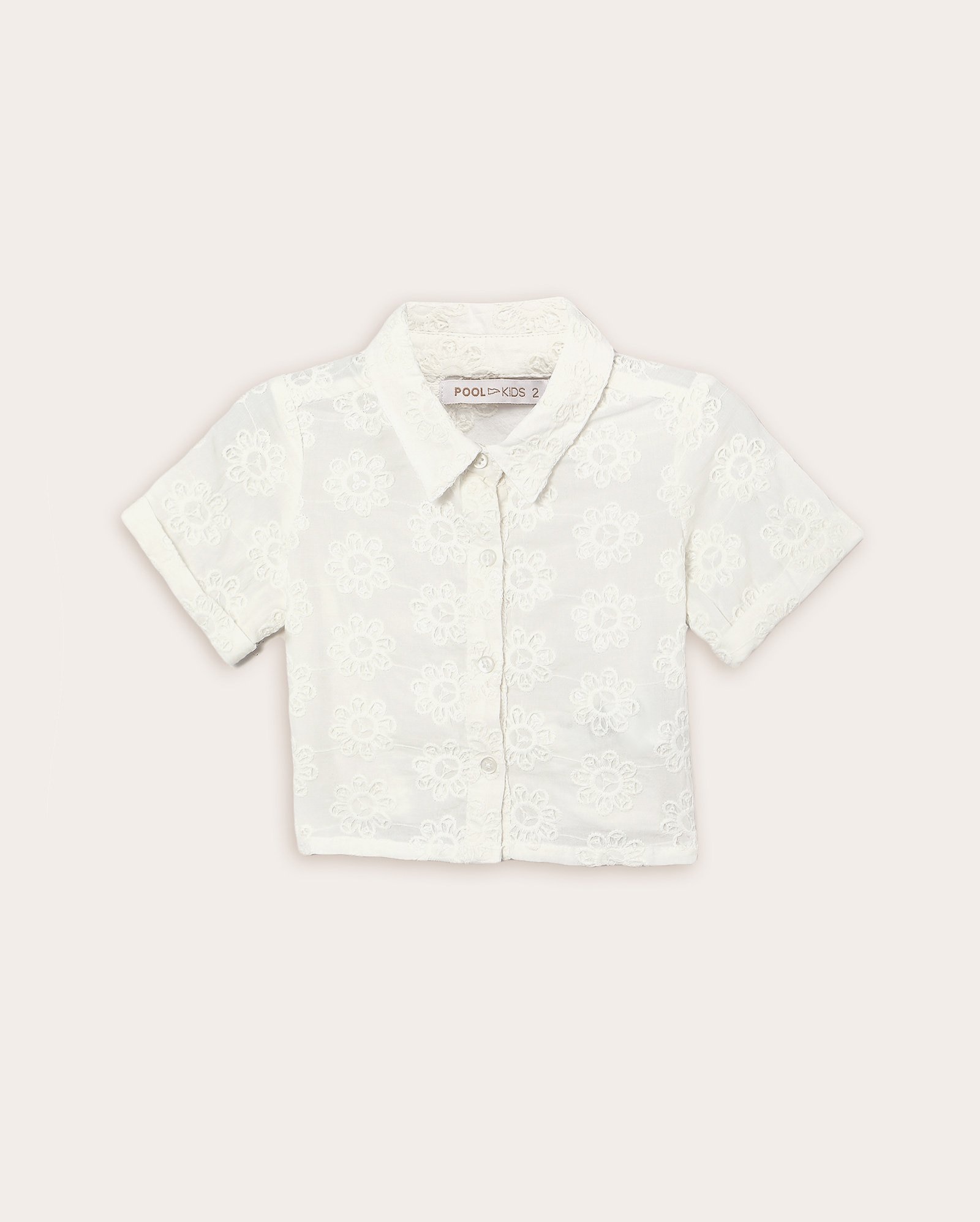 Camisa infantil em laise 1-4A off-white