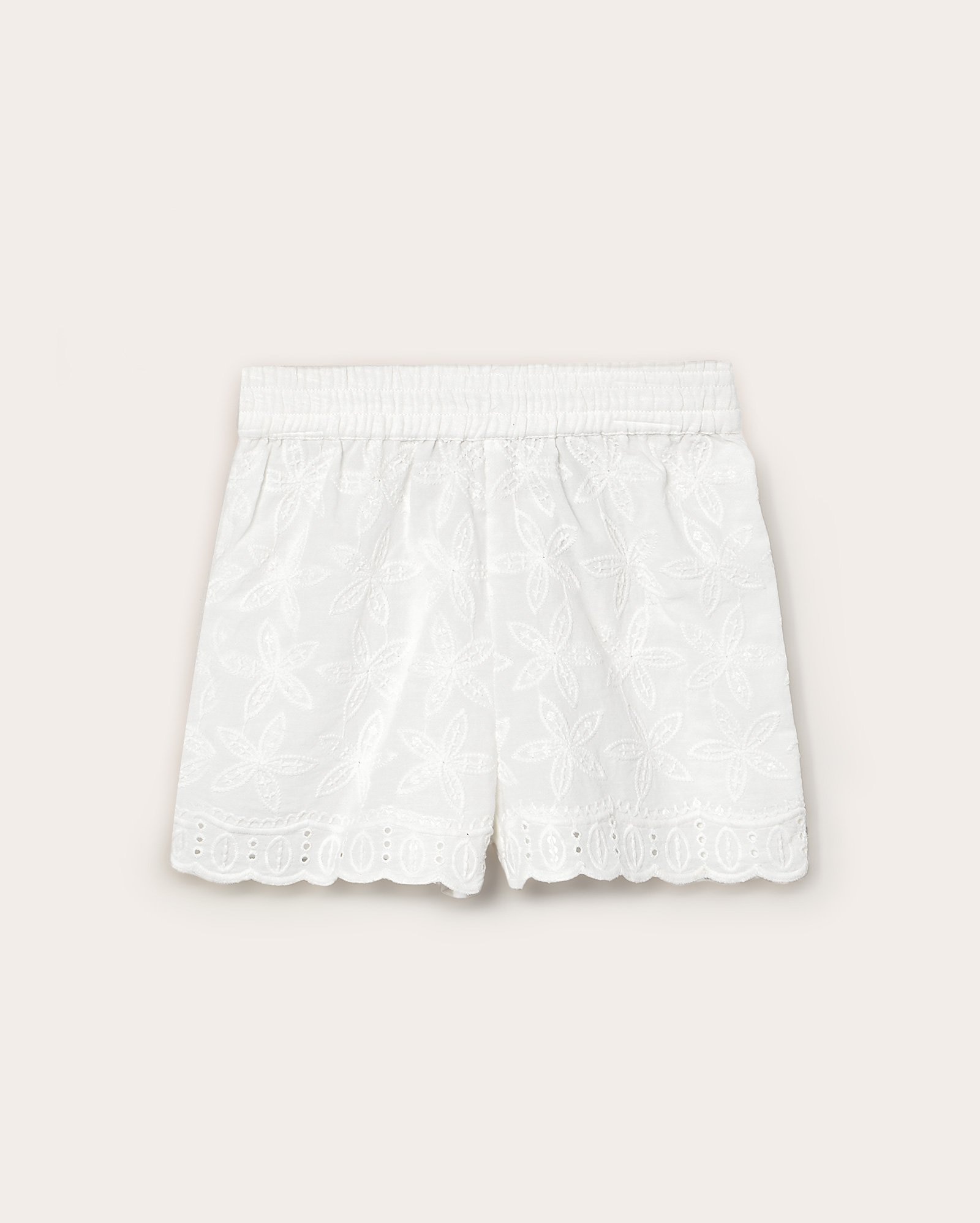 Short infantil em laise com cós de elástico 4-10A branco
