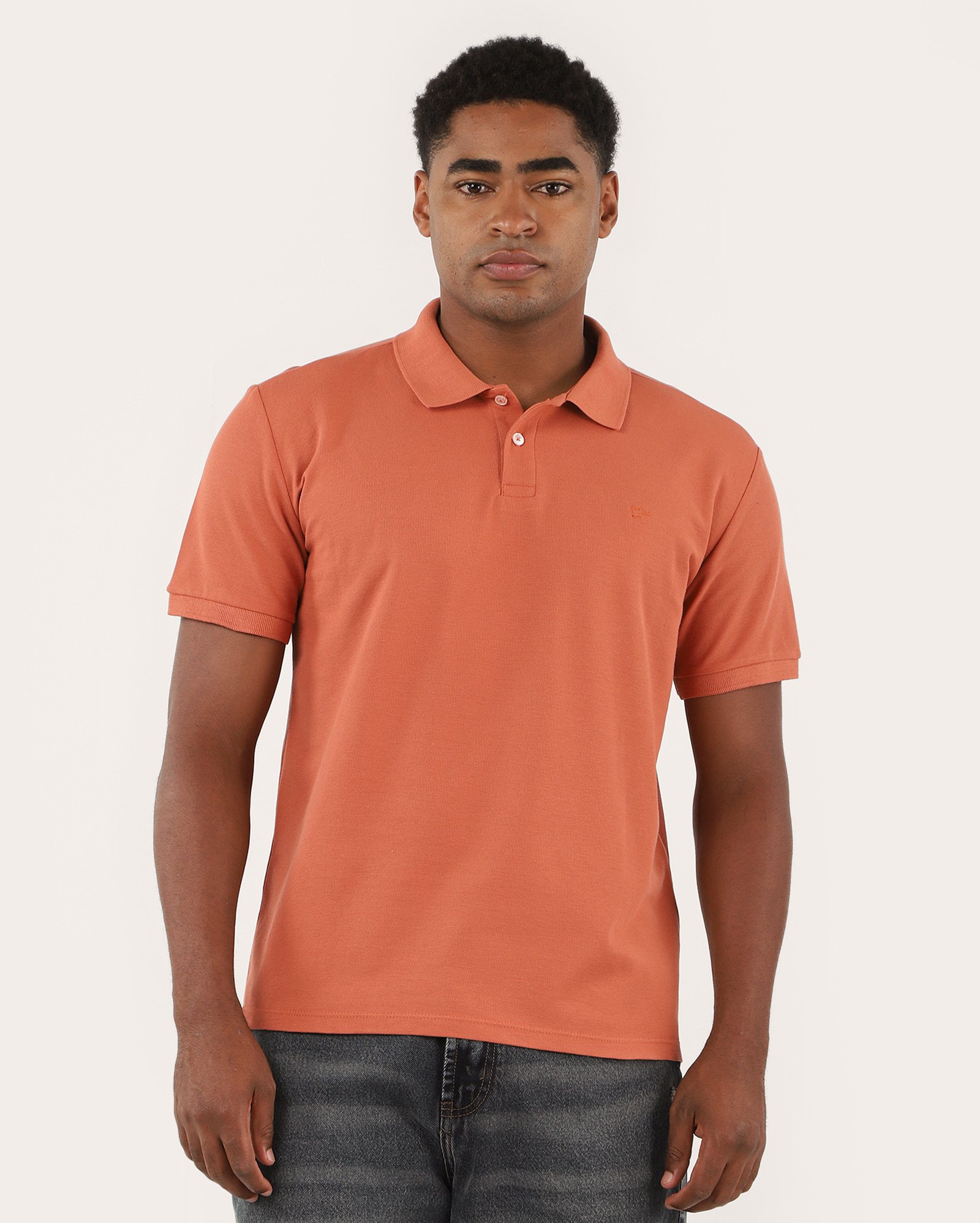 Camisa polo masculina laranja escuro