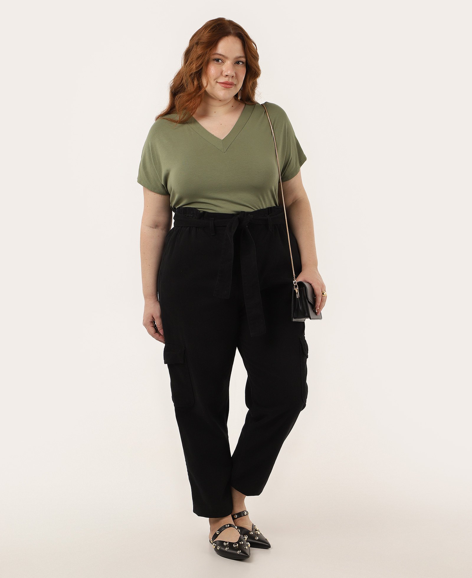 Blusa plus size feminina decote v - Verde Musgo | AK Plus
