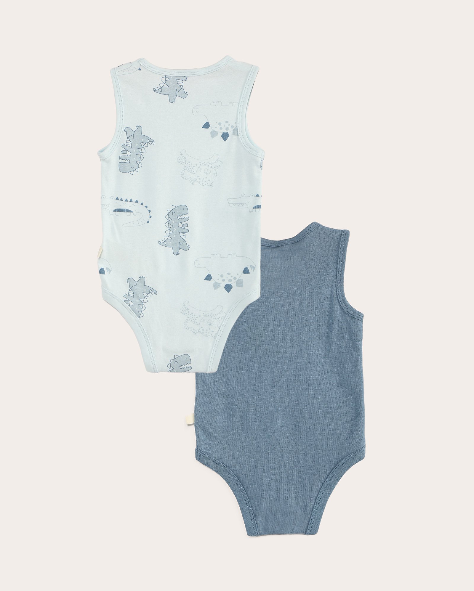 Kit body bebê 2 peças jacaré e dinossauros azul