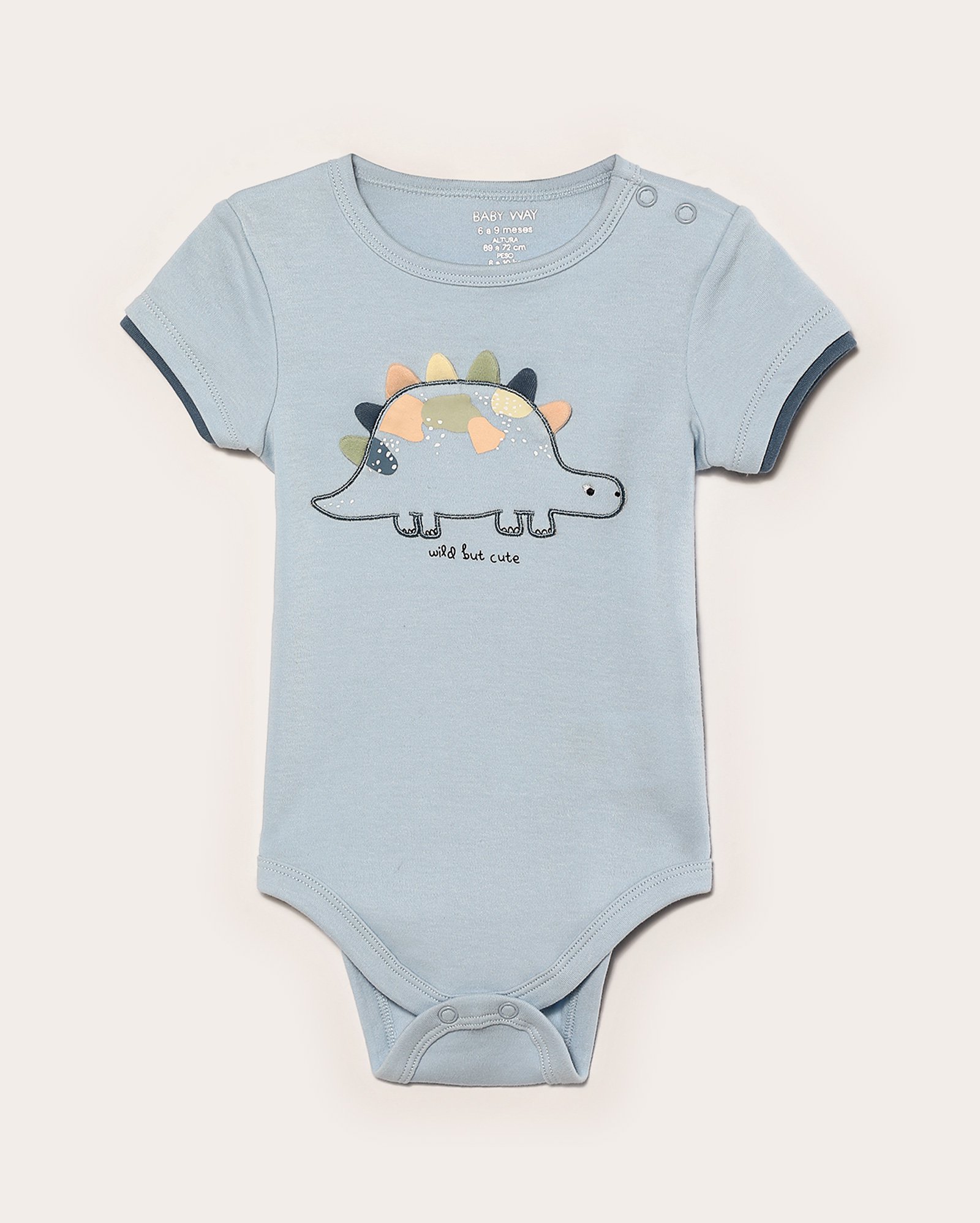 Body bebê manga curta wild but cute azul | Baby Way