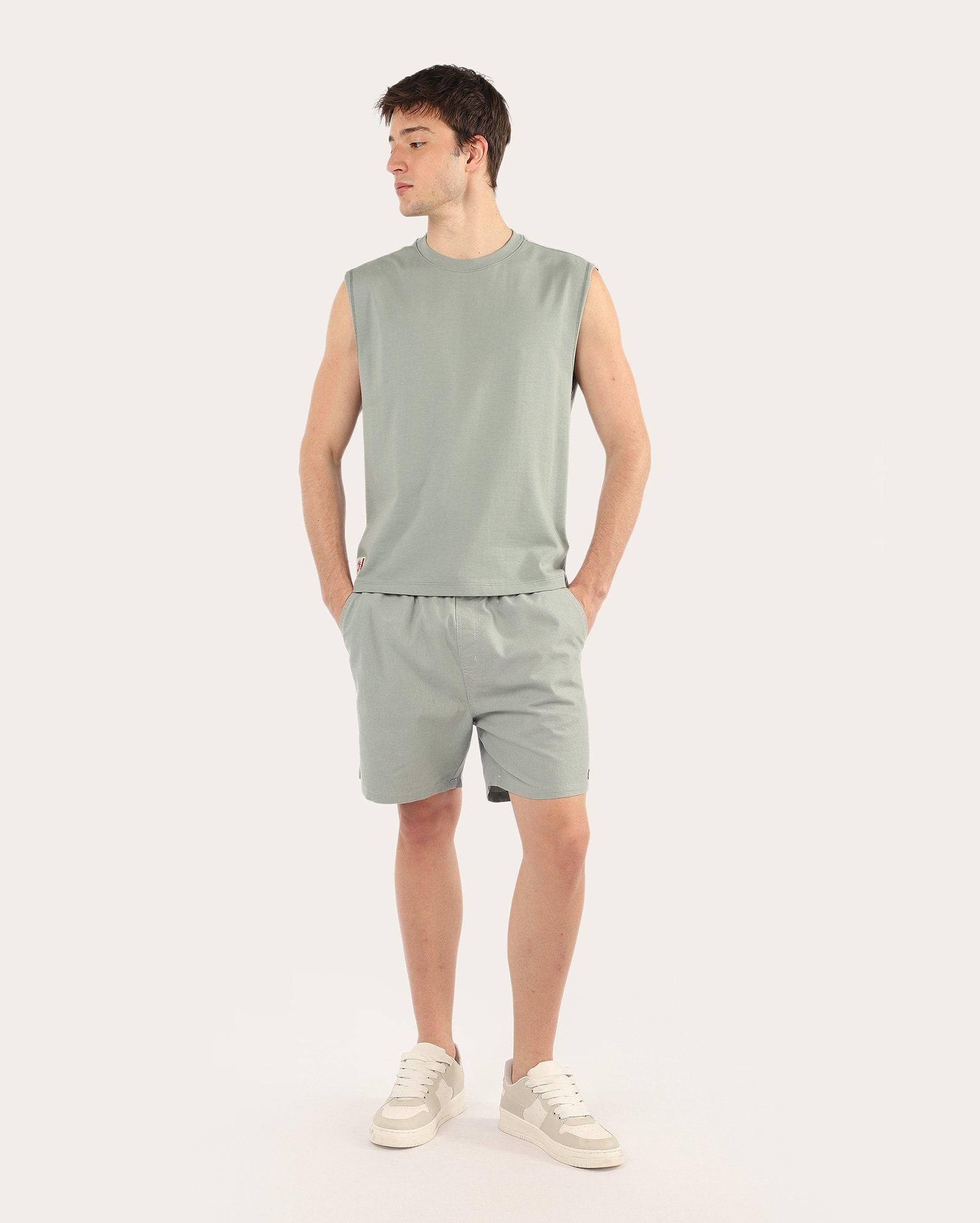 Bermuda masculina cós elástico - Verde Claro Mescla | Pool Jeans