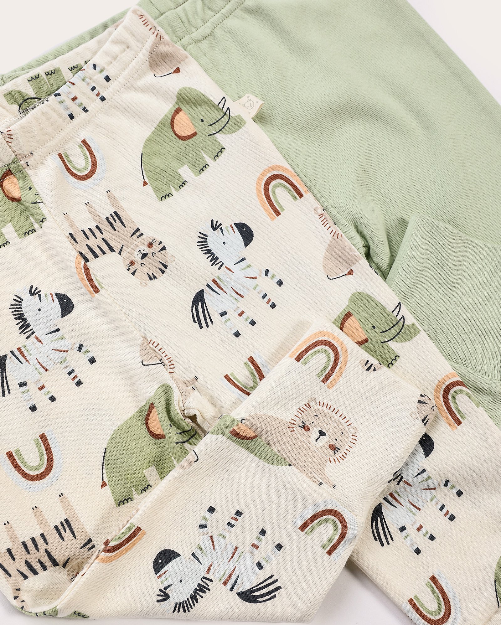 Kit calça bebê 2 peças em malha estampa zoo multicor | Baby Way