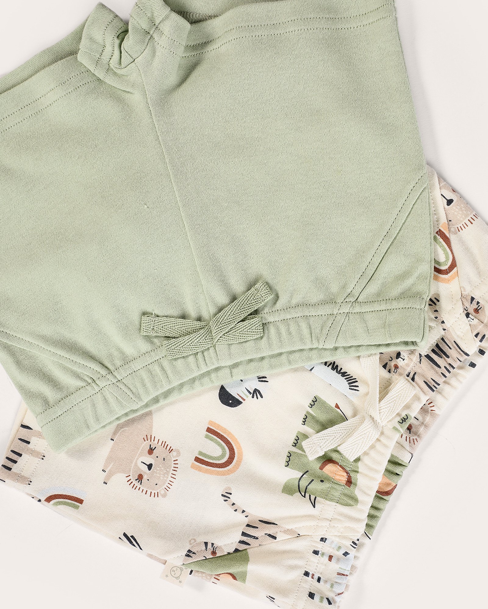 Kit short bebê 2 peças com elástico zoo multicor