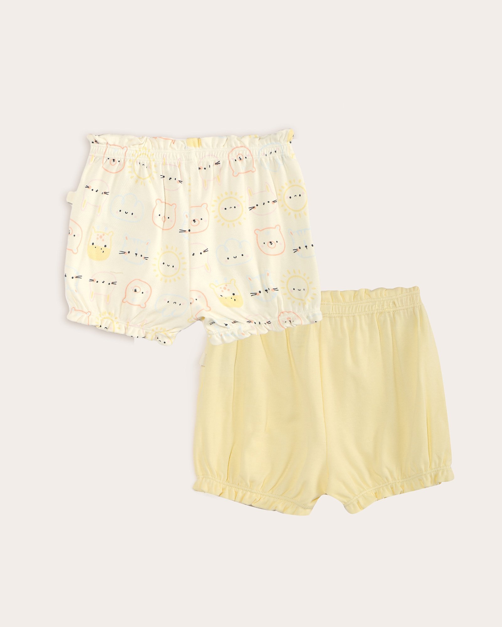 Kit short bebê 2 peças babados bichinhos multicor