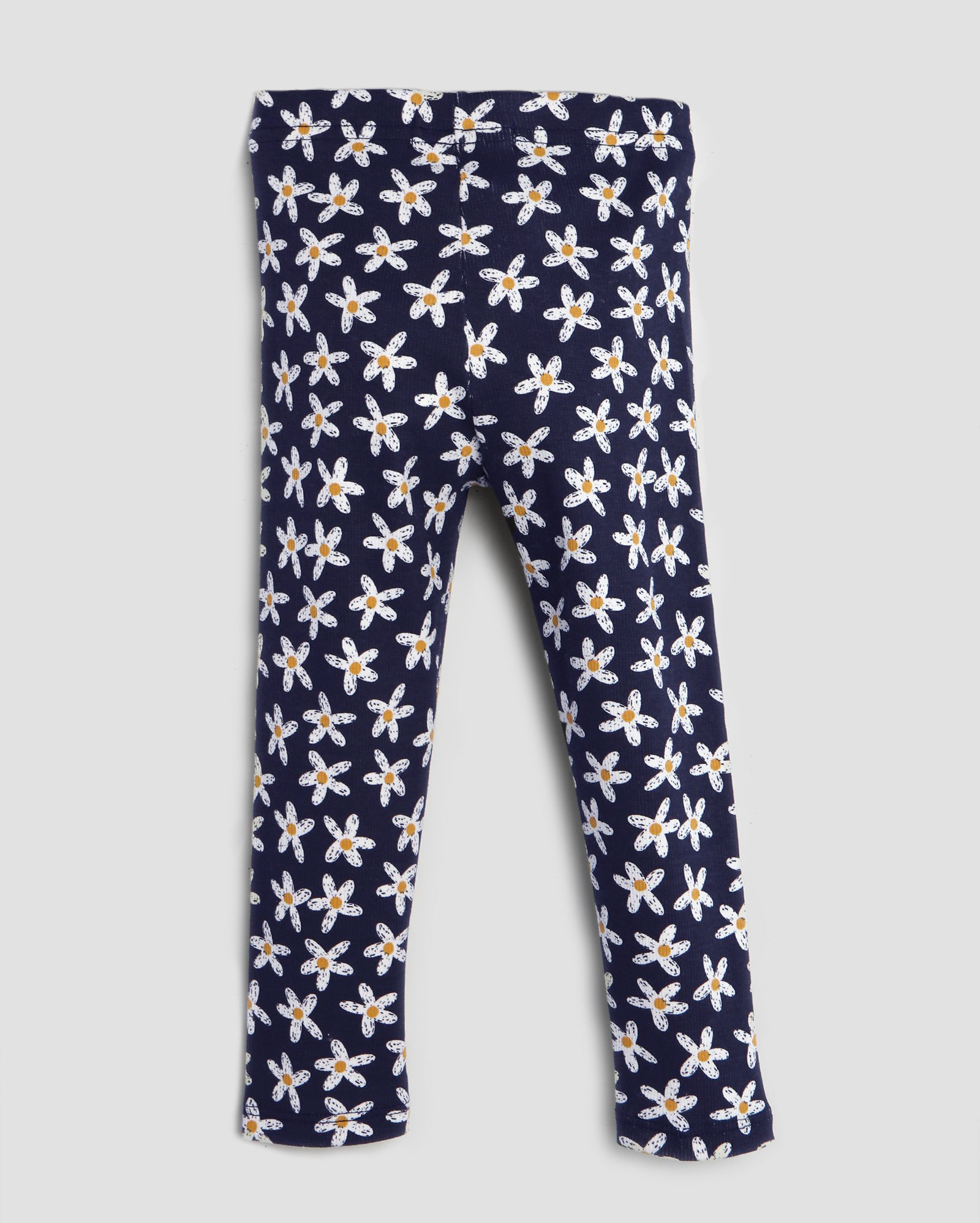 Calça legging infantil canelada estampada margaridas 4-10A azul | Pool Kids