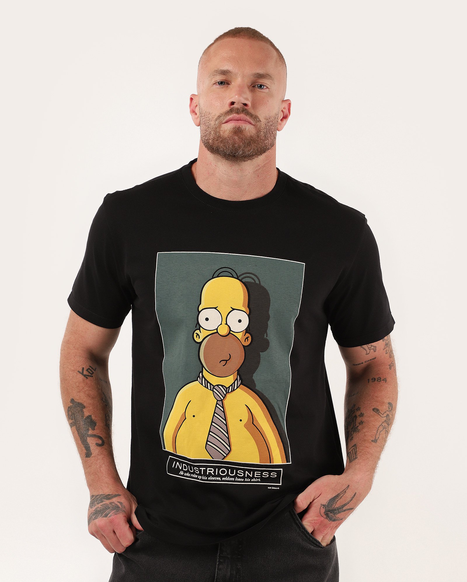 Camiseta masculina regular Homer industriousness preta | Fox The Simpsons