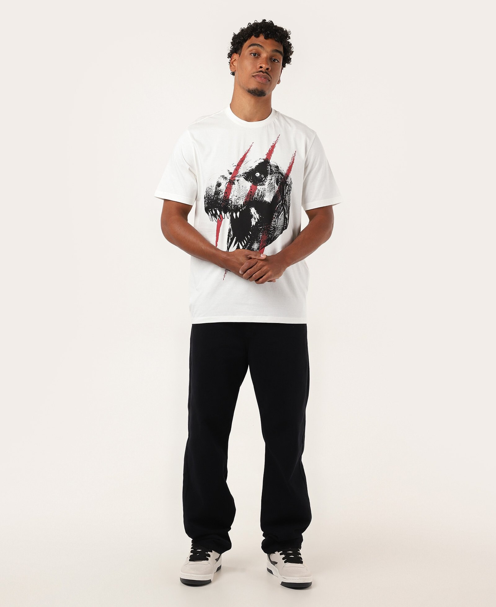 Camiseta masculina regular T-Rex Jurassic Park branca | Universal — foto 2