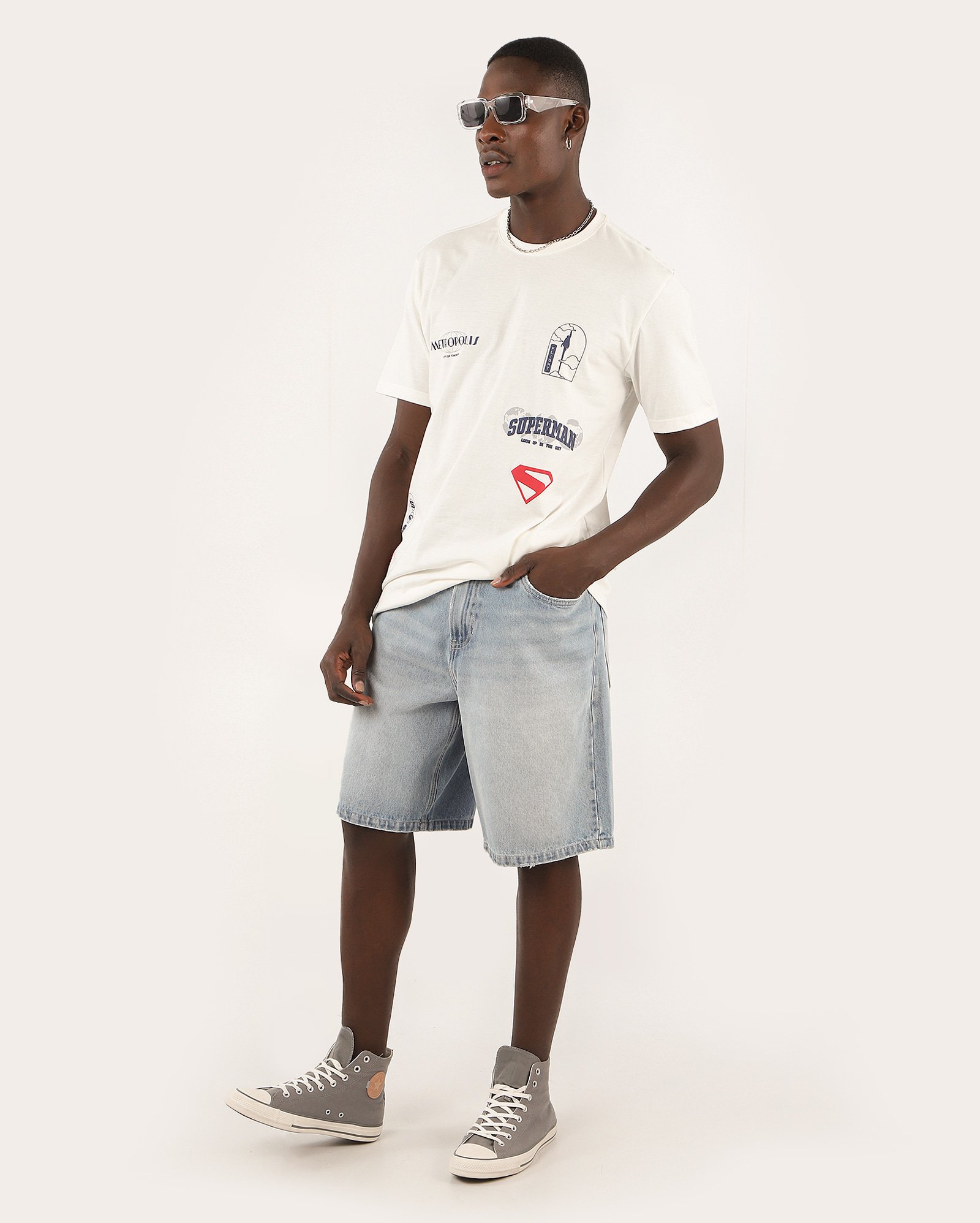 Camiseta masculina regular símbolos Superman branca | DC Comics
