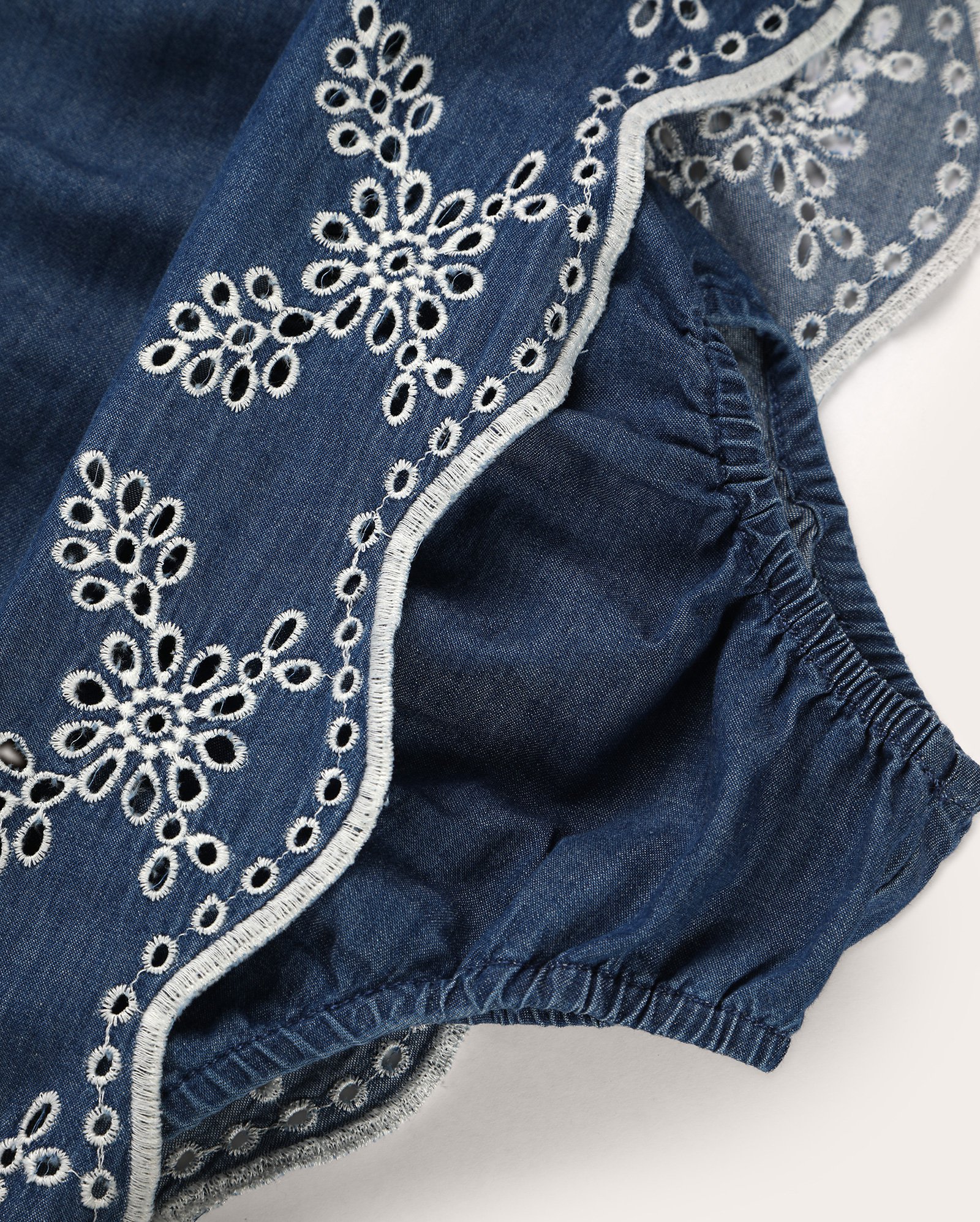 Vestido jeans bebê laise com calcinha denim escuro