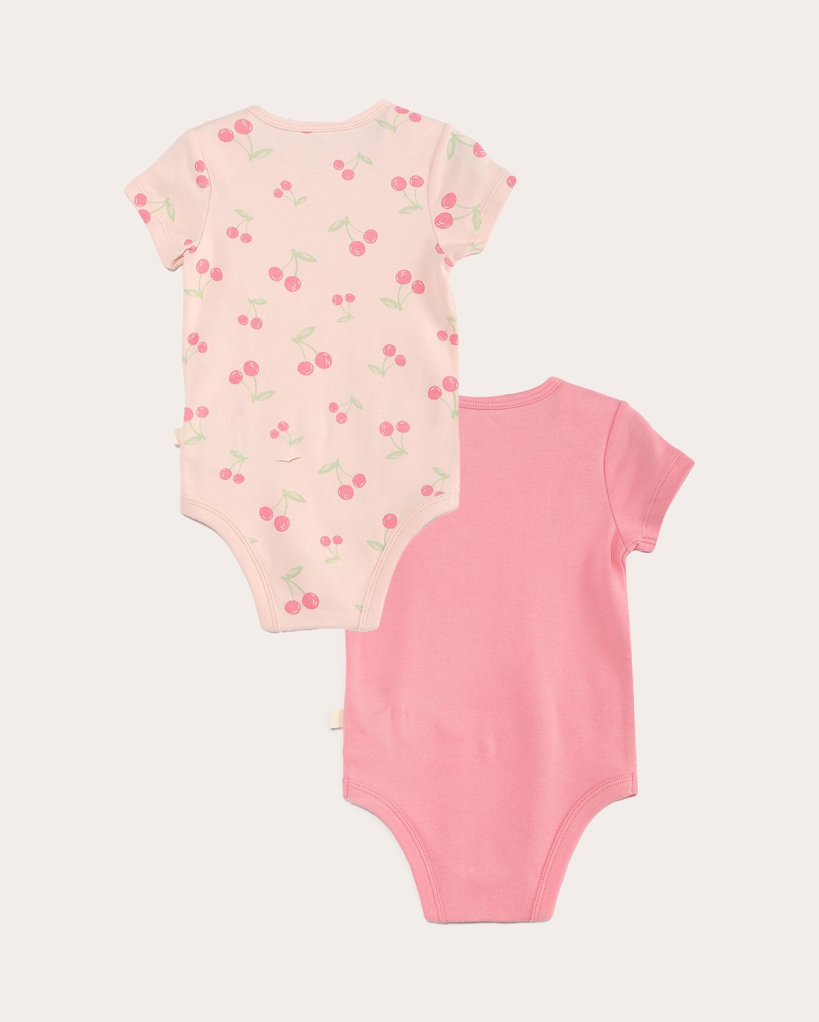 Kit body bebê 2 peças manga curta cerejas rosa