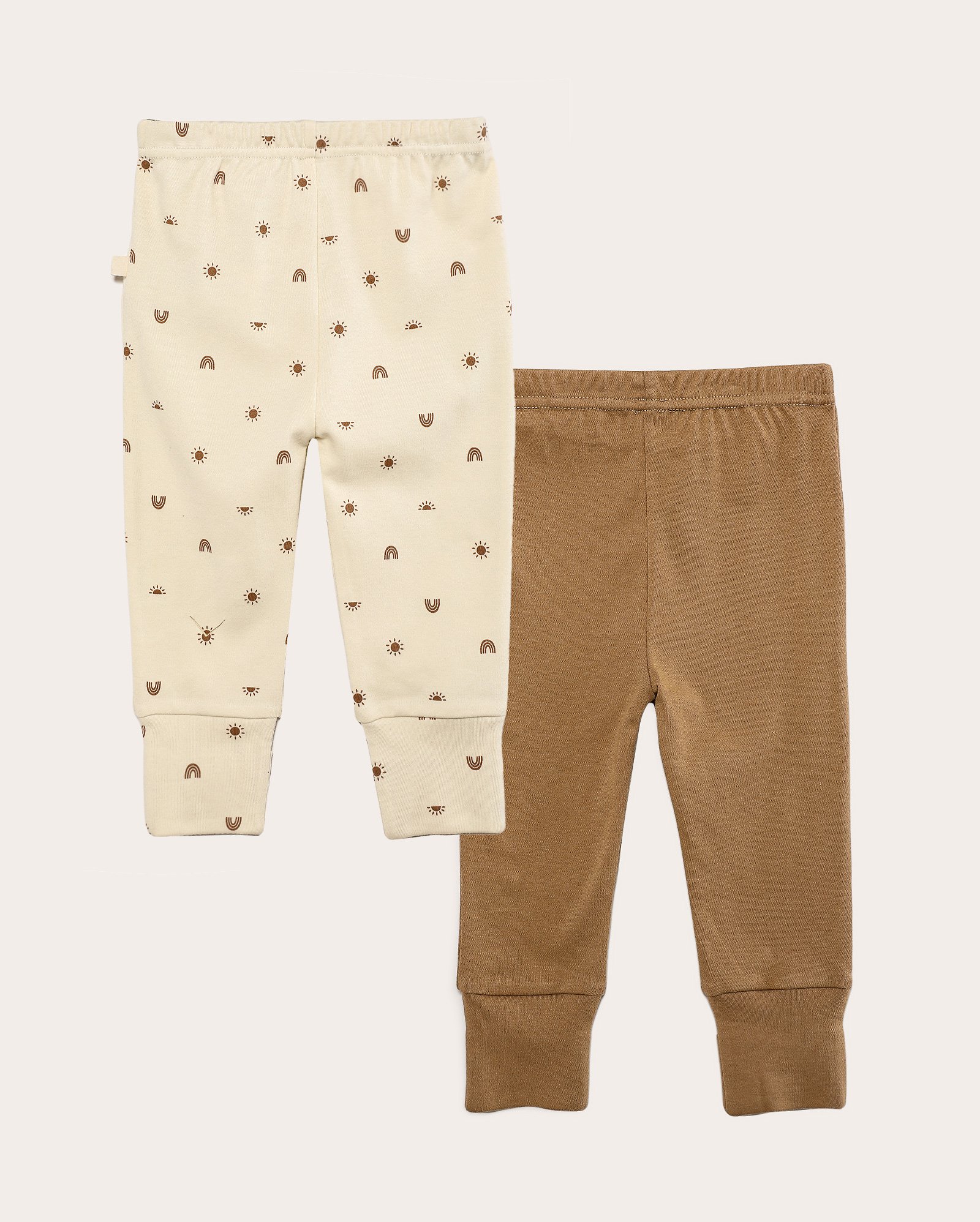 Kit calça bebê 2 peças em malha estampadas bege