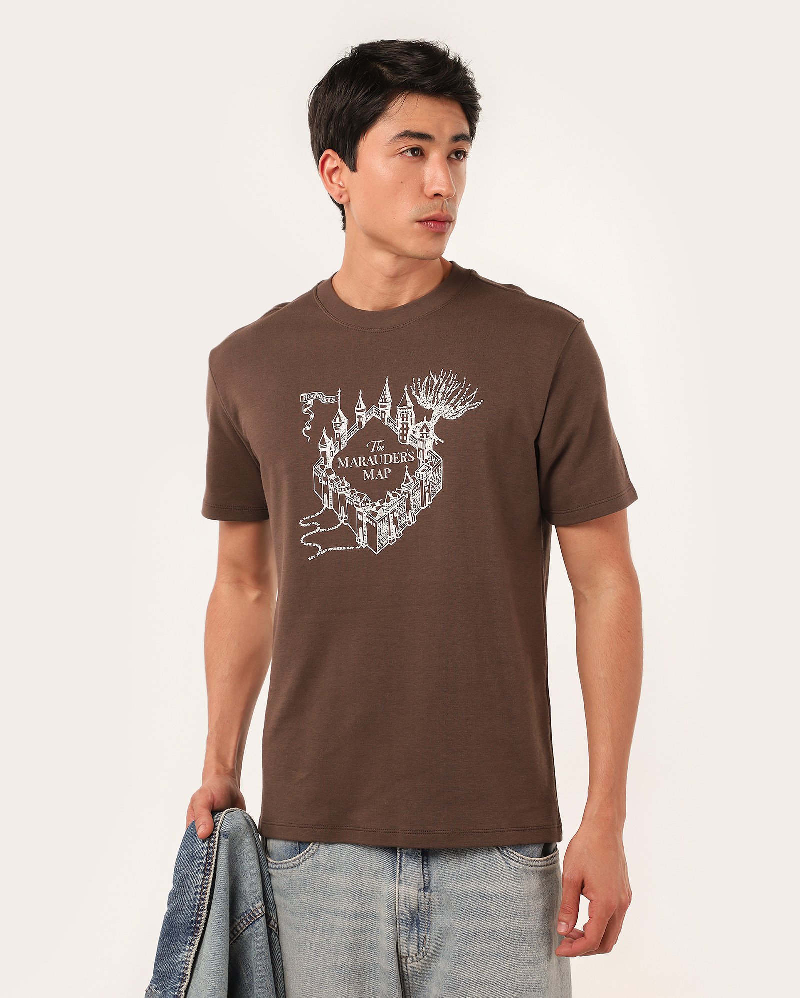 Camiseta masculina regular mapa do maroto Harry Potter marrom | FANLAB