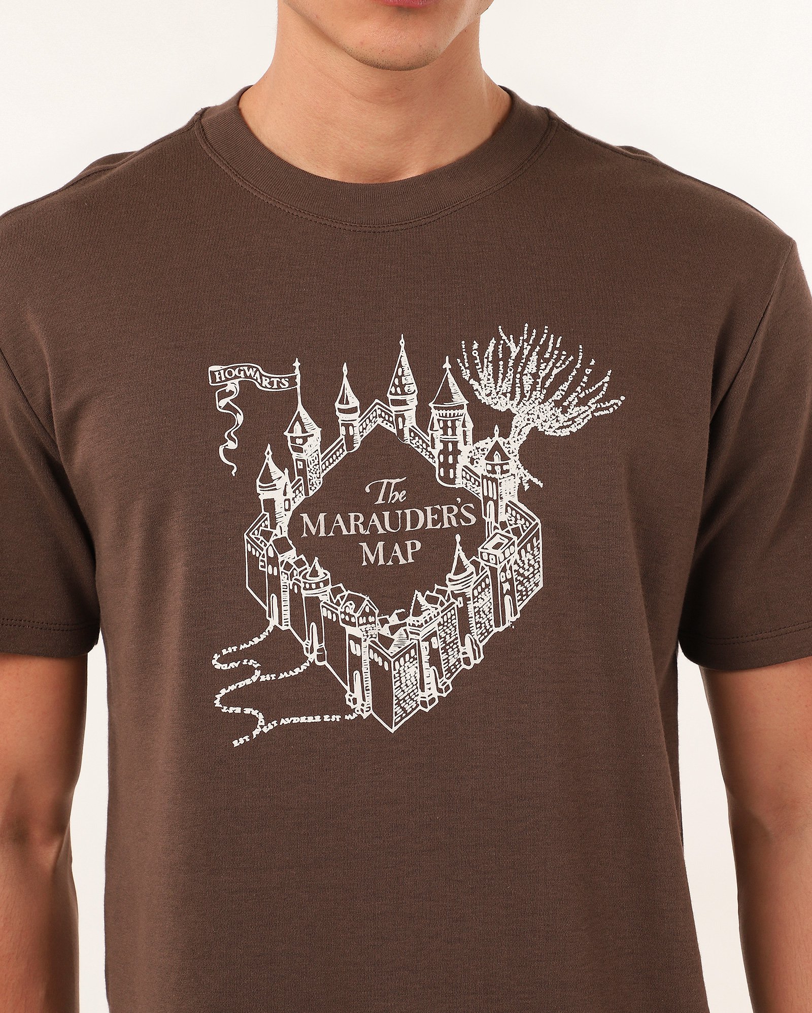 Camiseta masculina regular mapa do maroto Harry Potter marrom | FANLAB — foto 4