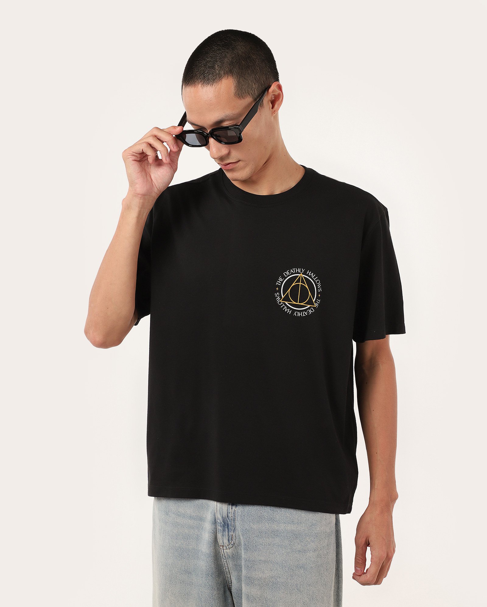 Camiseta masculina regular Harry Potter Relíquias da Morte preta | FANLAB