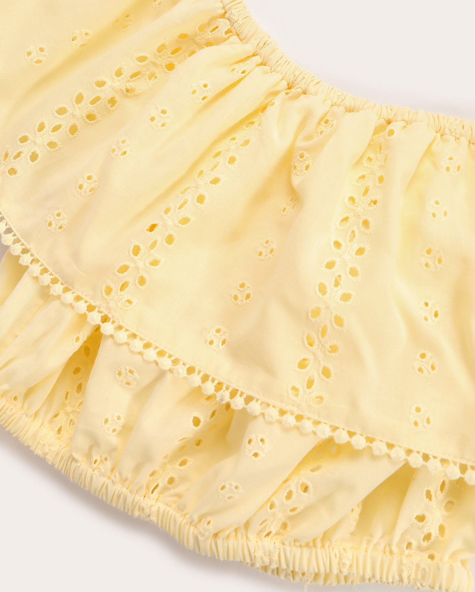 Blusa cropped juvenil ciganinha em laise - Amarelo Claro
