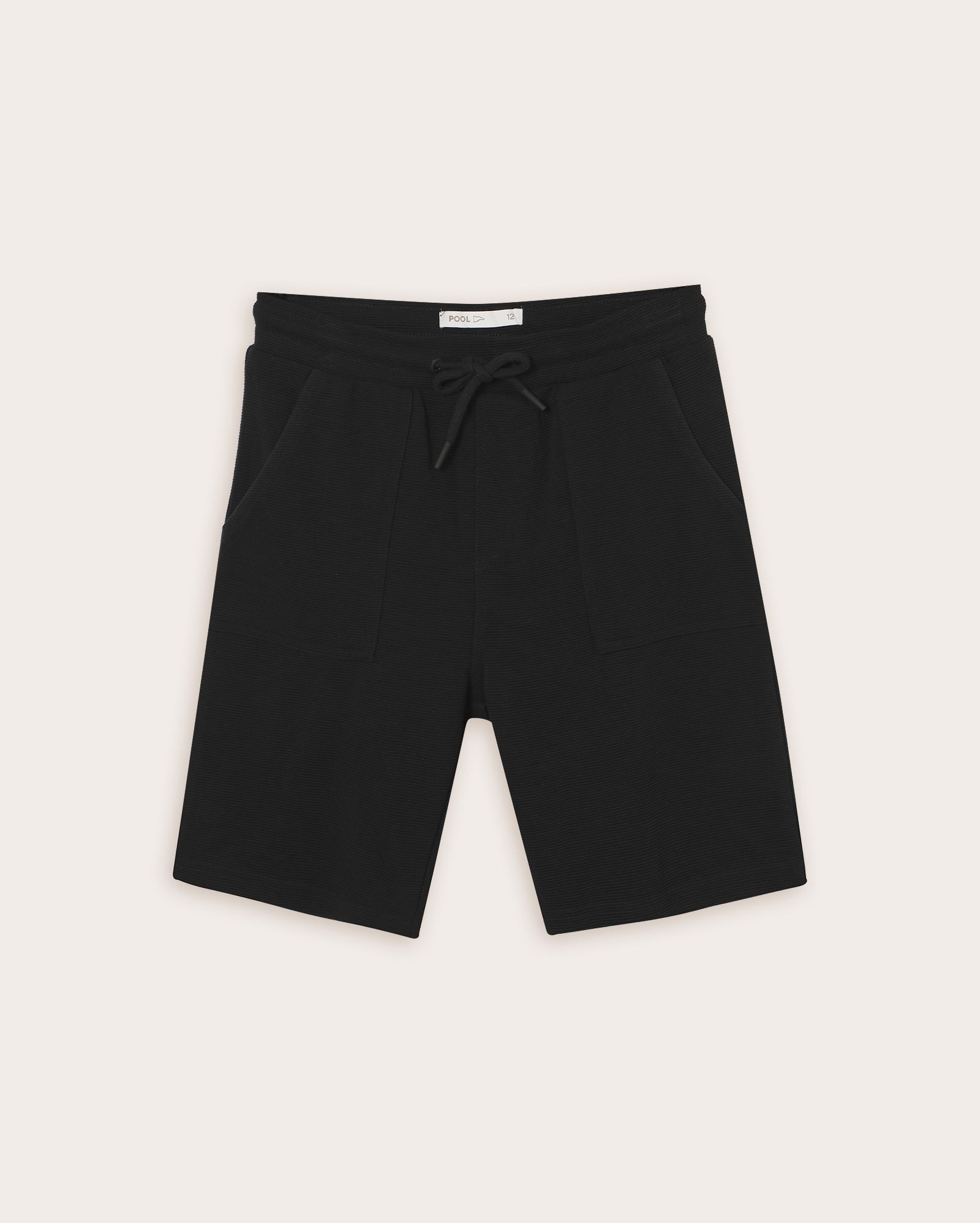 Bermuda juvenil texturizada cós elástico - Preto