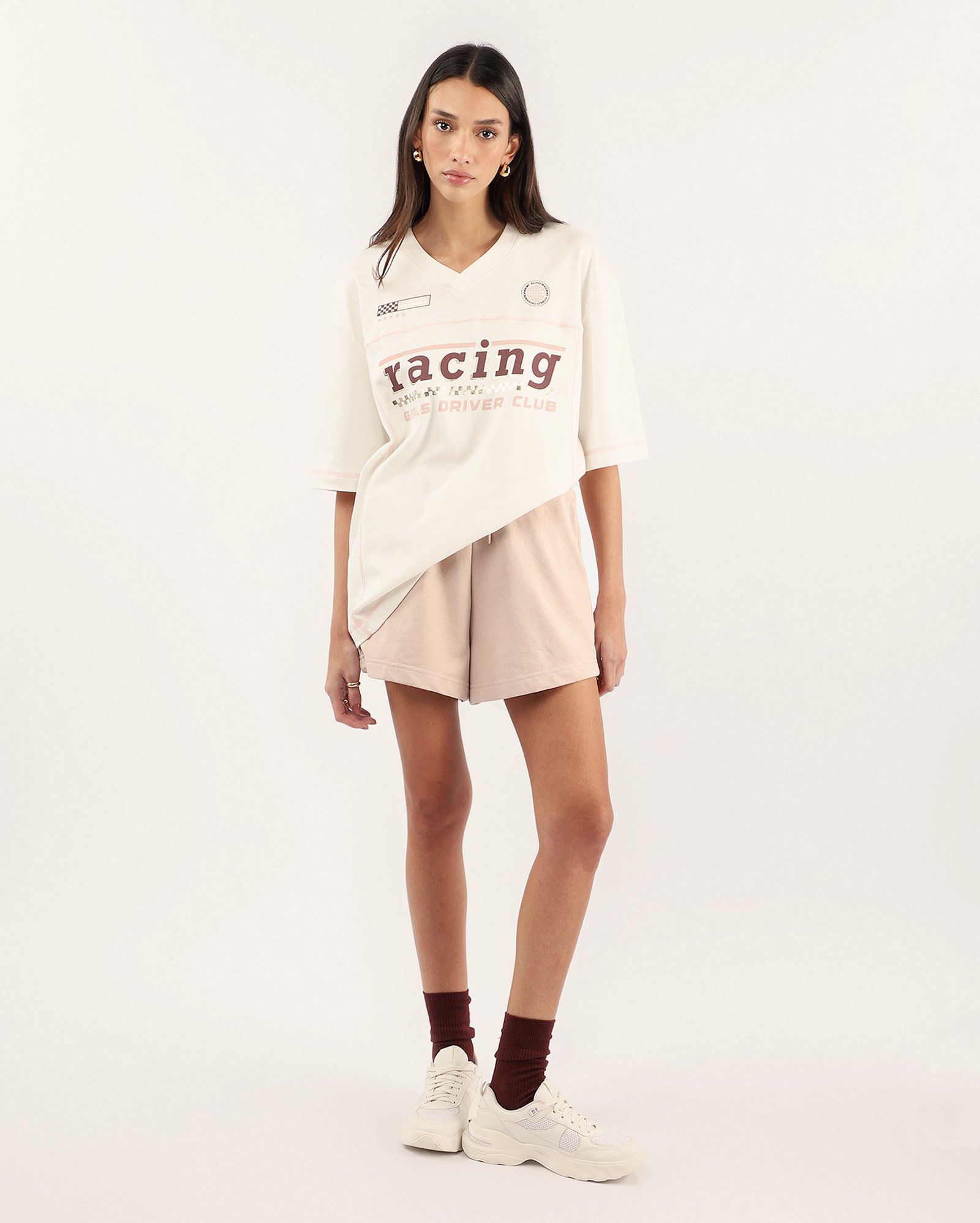 Short feminino com cordão cós com elástico bege | Basics 