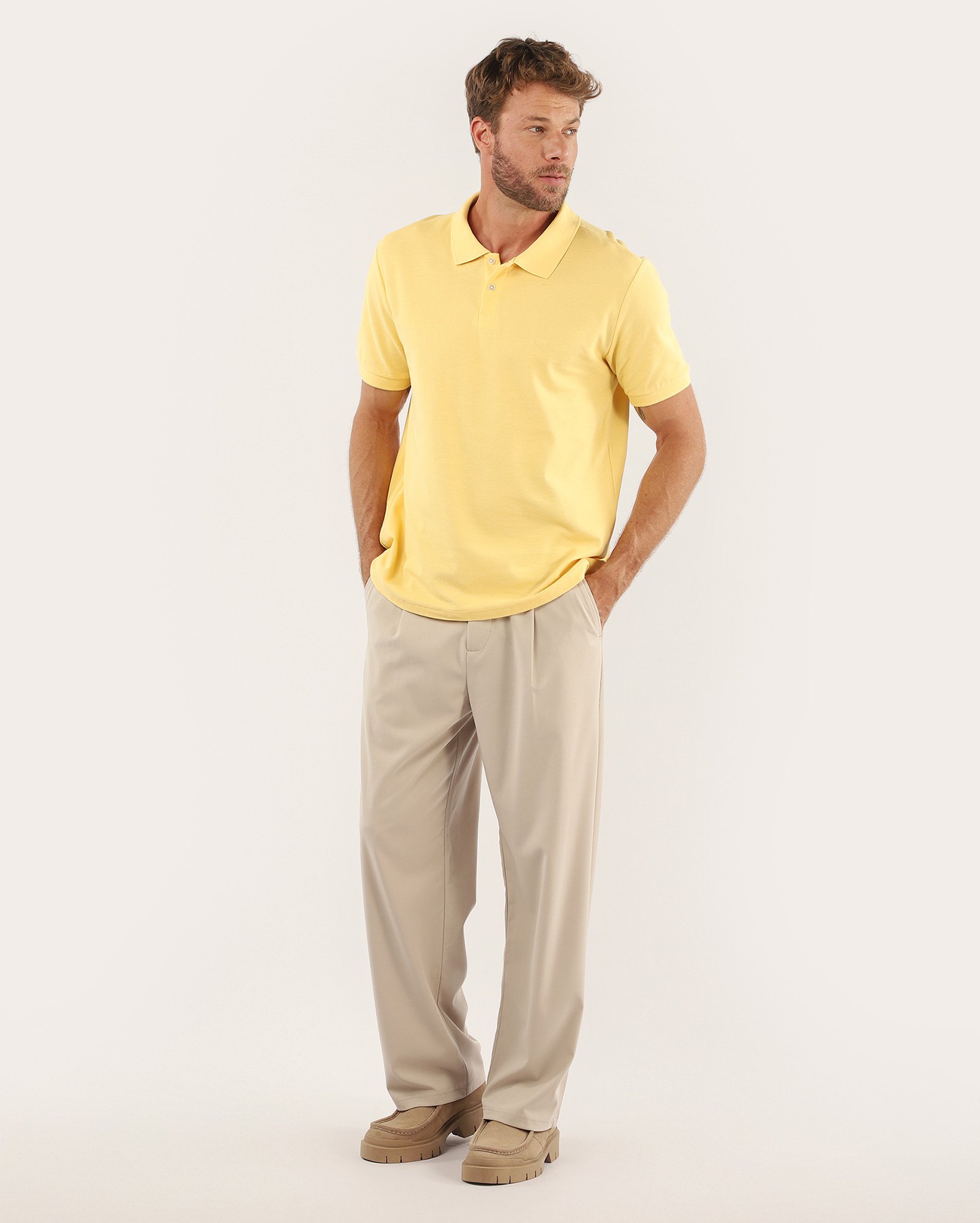 Camisa polo masculina Pool Legacy regular piquet - Amarelo