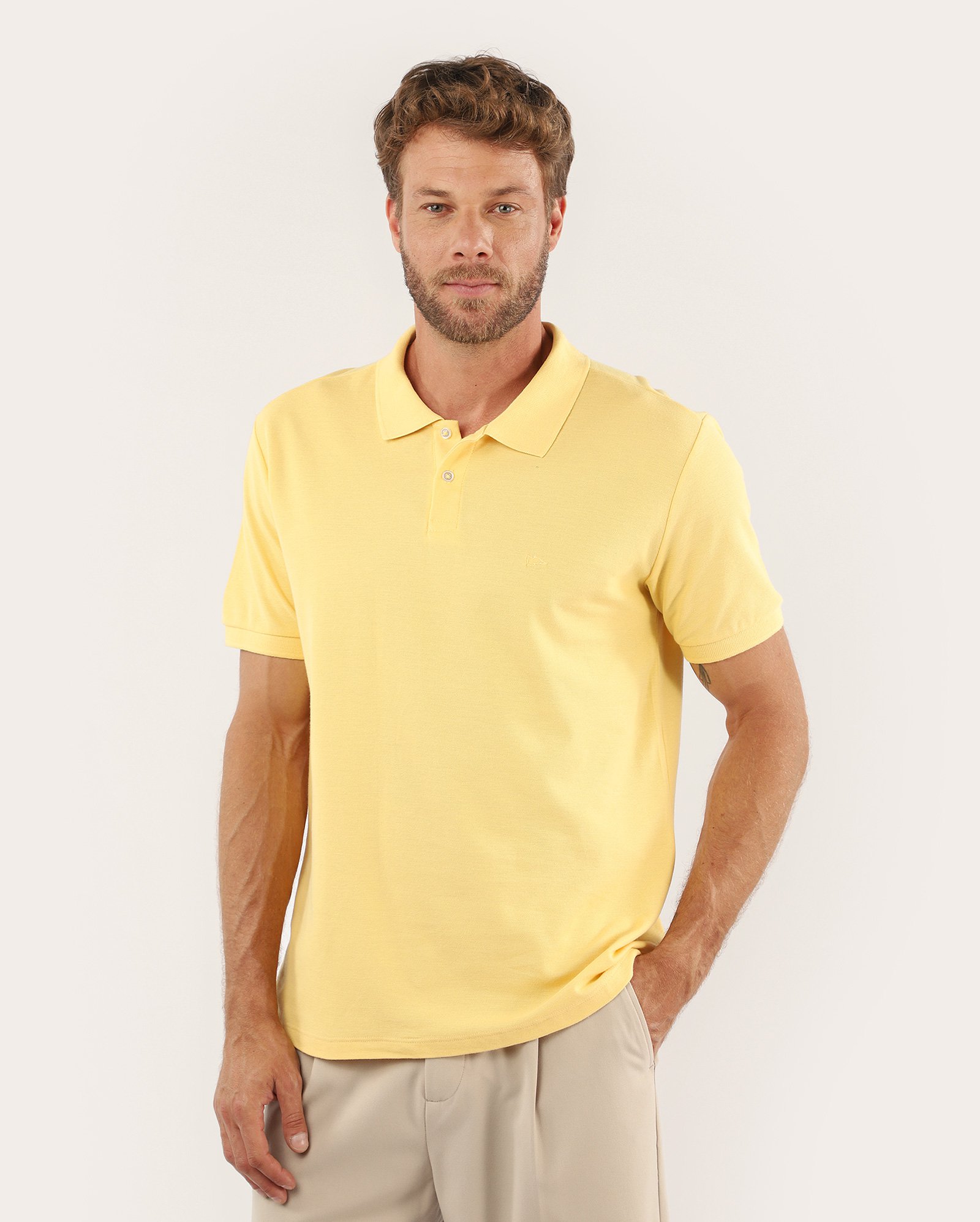 Camisa polo masculina Pool Legacy regular piquet - Amarelo