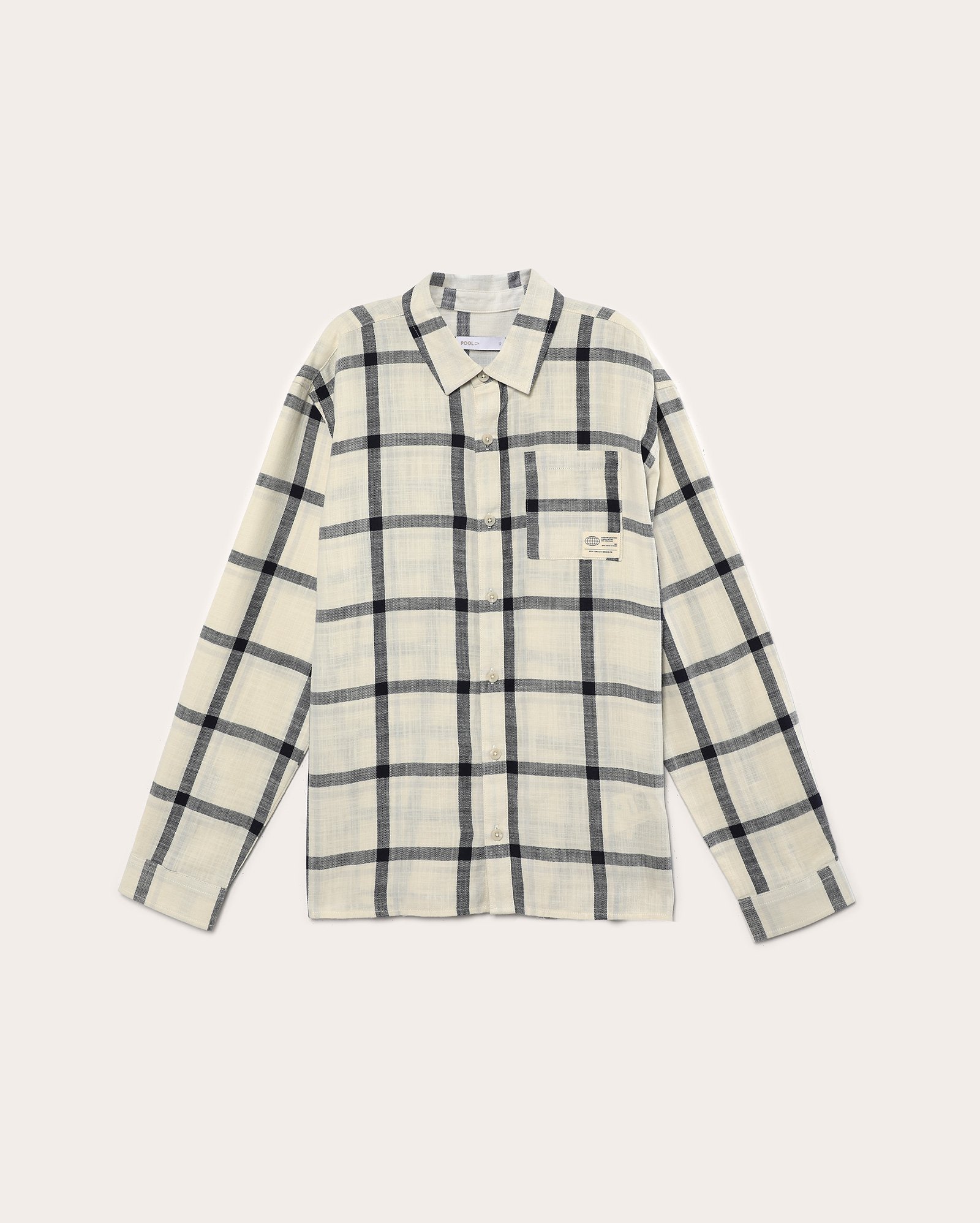 Camisa juvenil manga longa xadrez bege