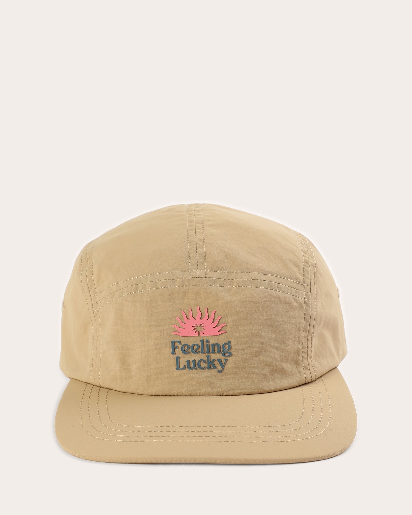 Boné masculino aba reta pespontado feeling lucky bege