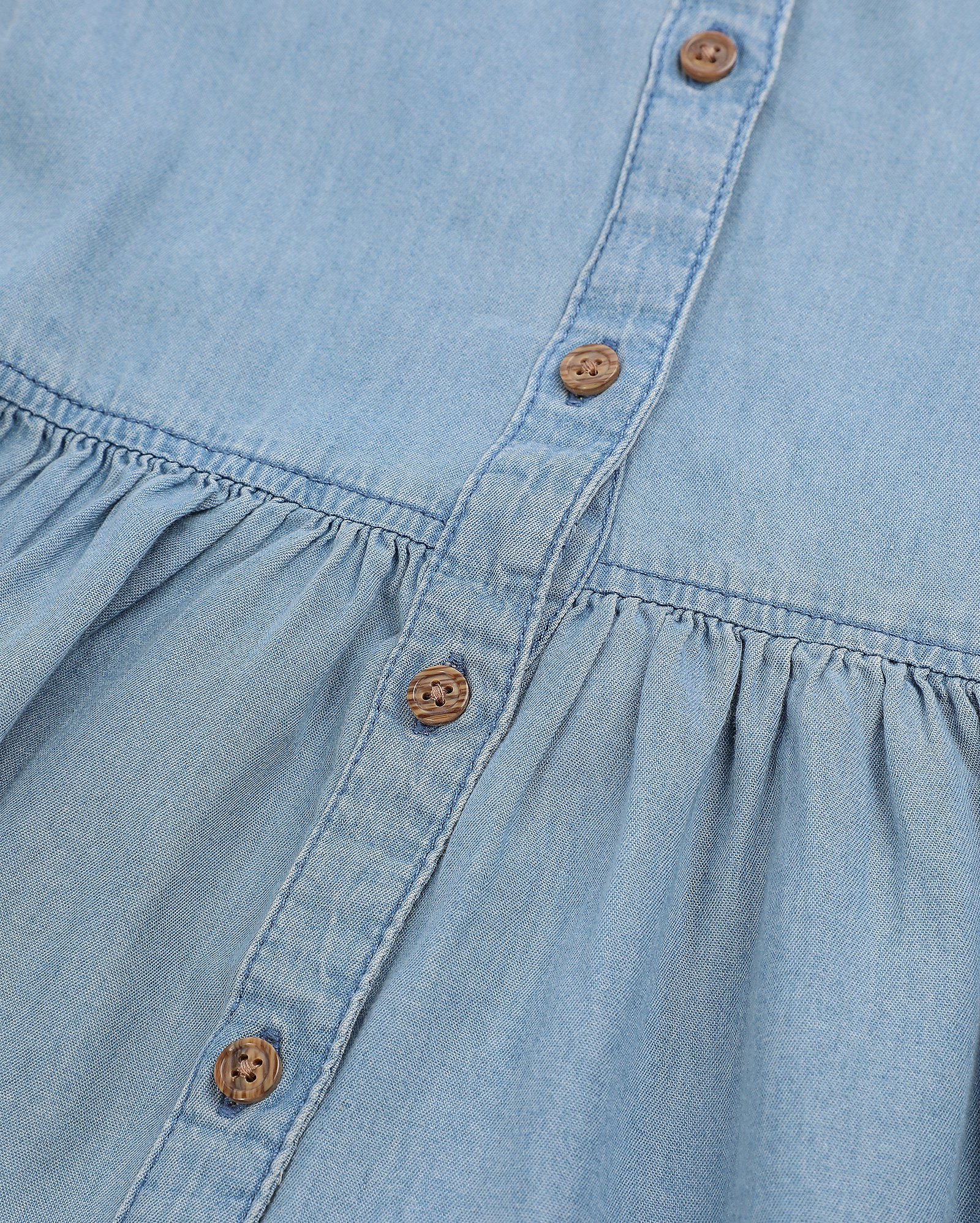 Vestido jeans infantil evasê com botões 4-10A denim médio | Pool Kids