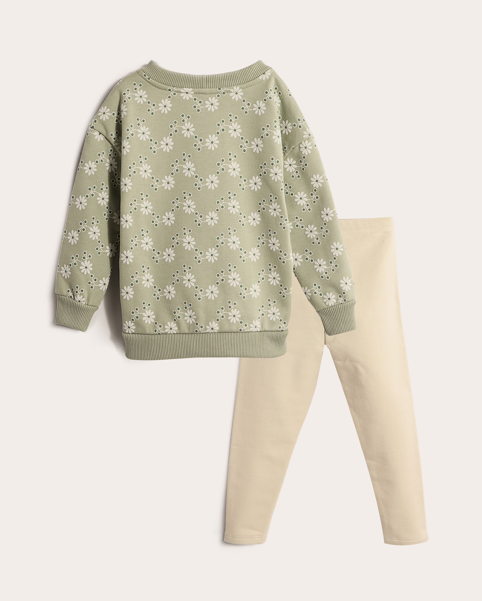 Conjunto longo de moletom infantil com felpa em bordado floral 1-4A multicor | Pool Kids