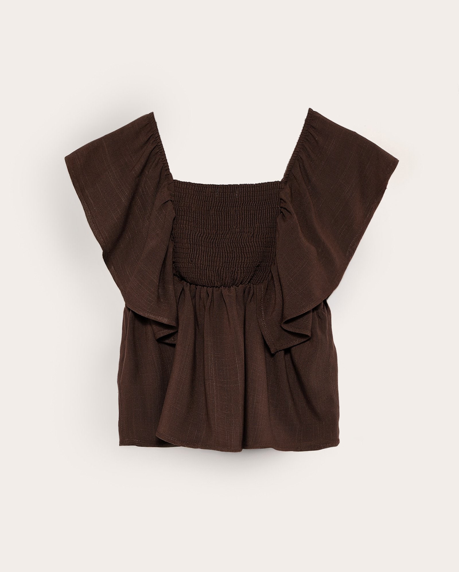 Bata infantil em viscose com babado e lastex 4-10A marrom