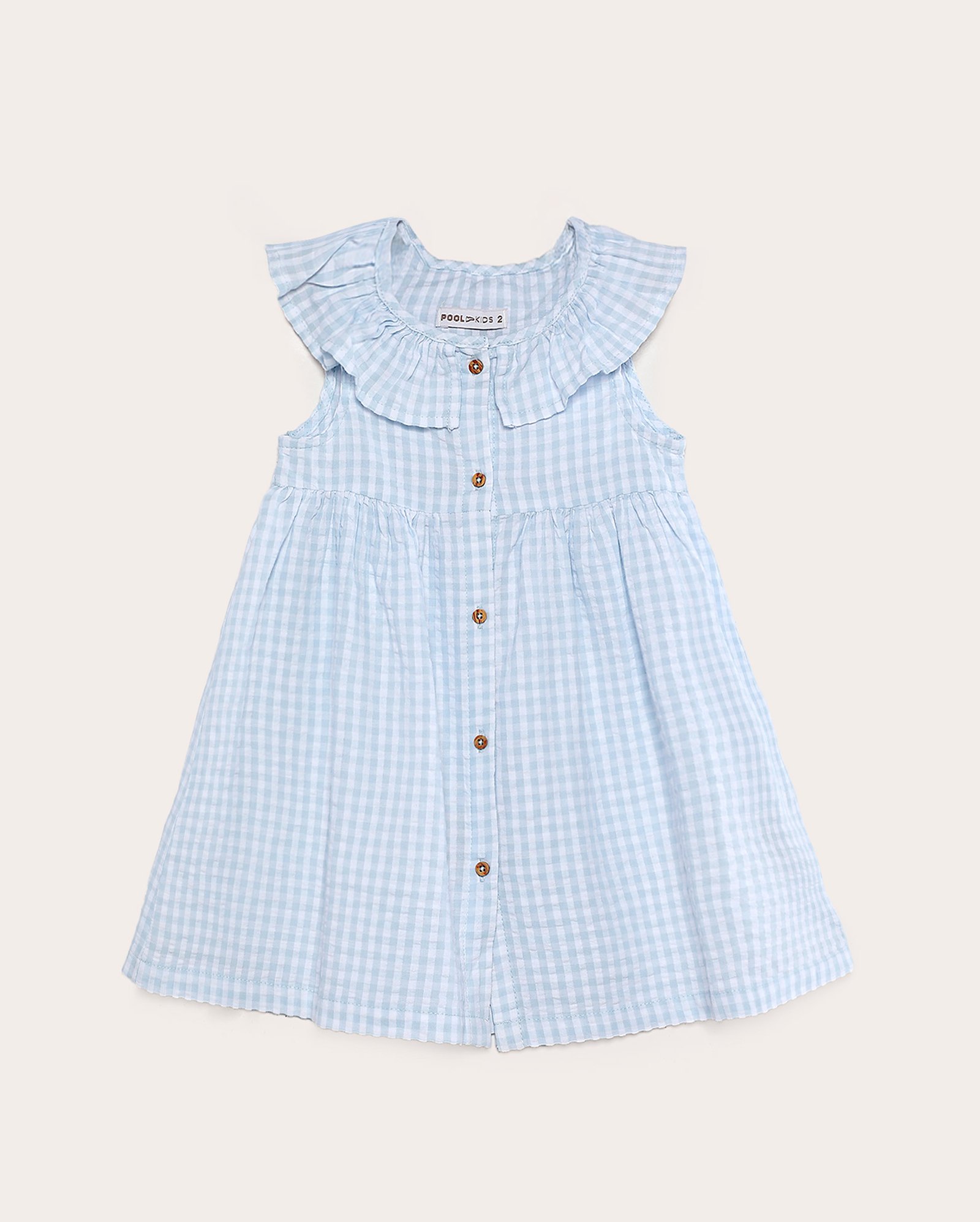 Vestido infantil evasê xadrez com abotoamento 1-4A - azul