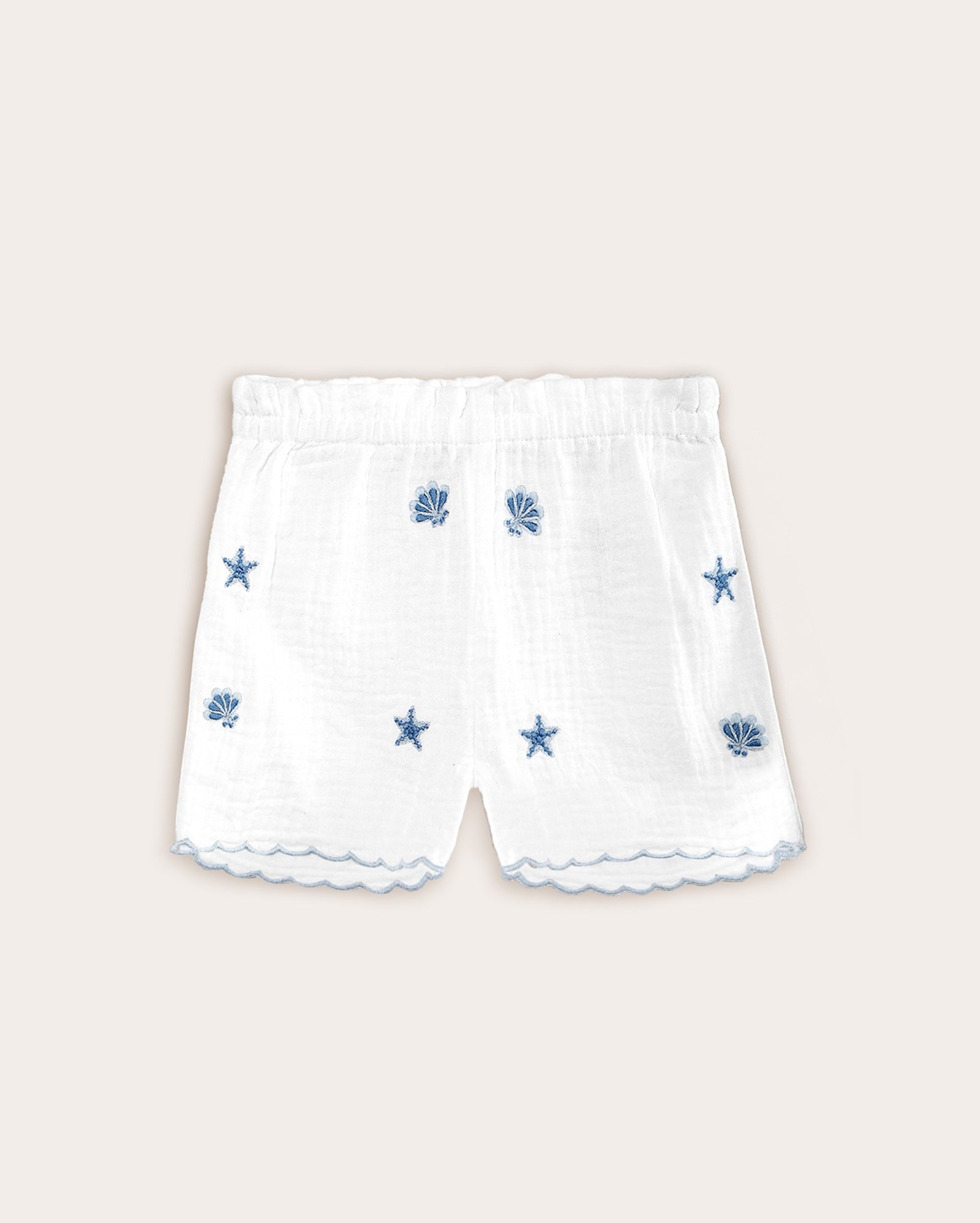Short bebê texturizado estrela e concha branco | Baby Way