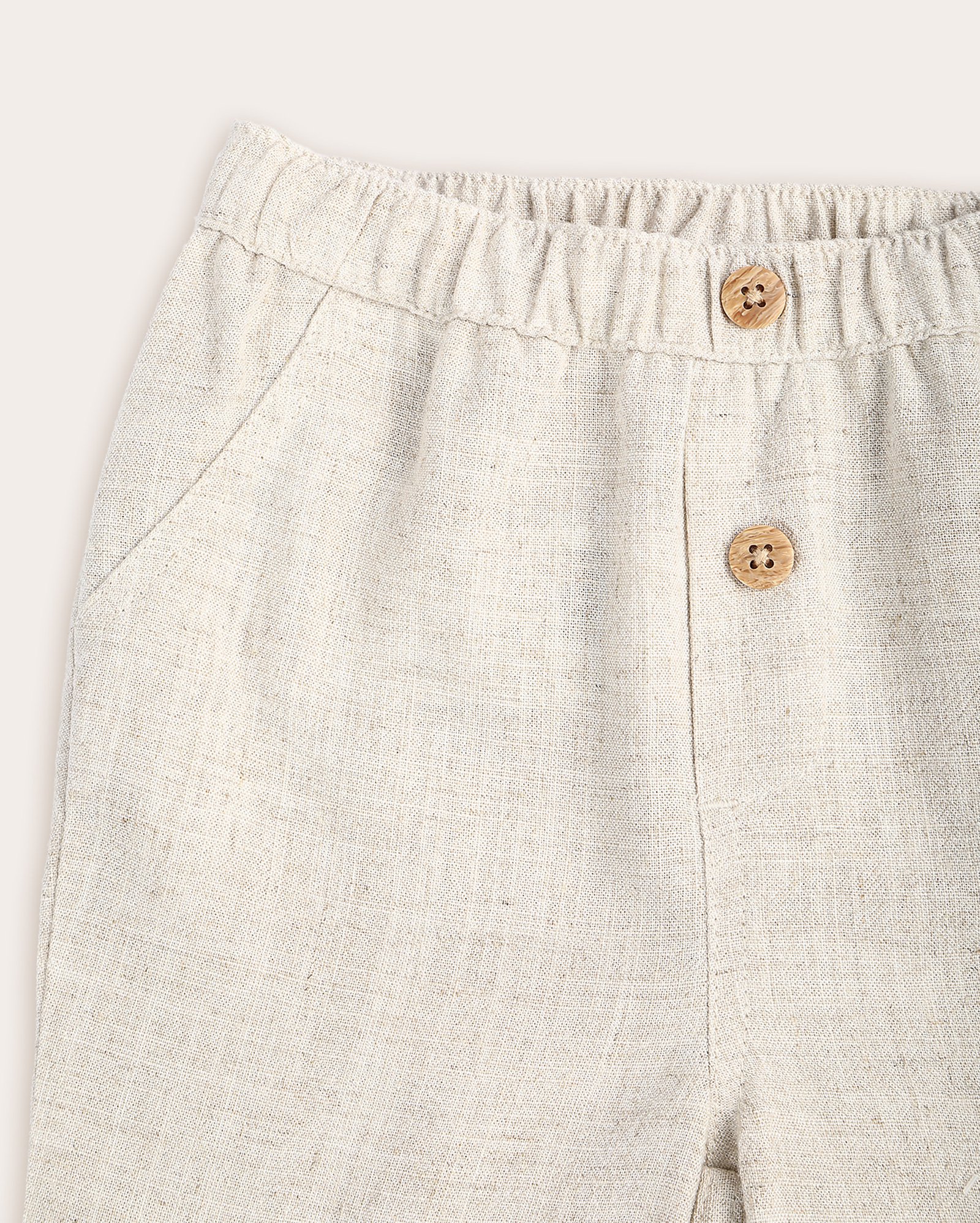 Calça bebê de viscolinho cós elástico mescla bege | Baby Way