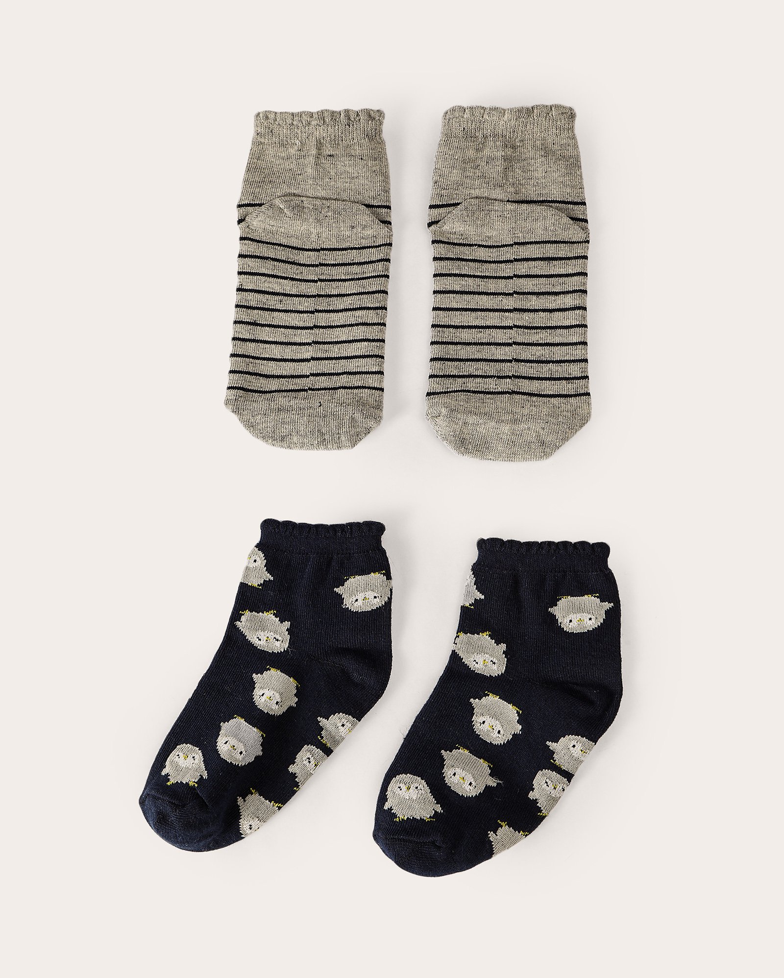 Kit meia infantil 2 pares cano médio pinguim listras multicor | Accessori by Riachuelo