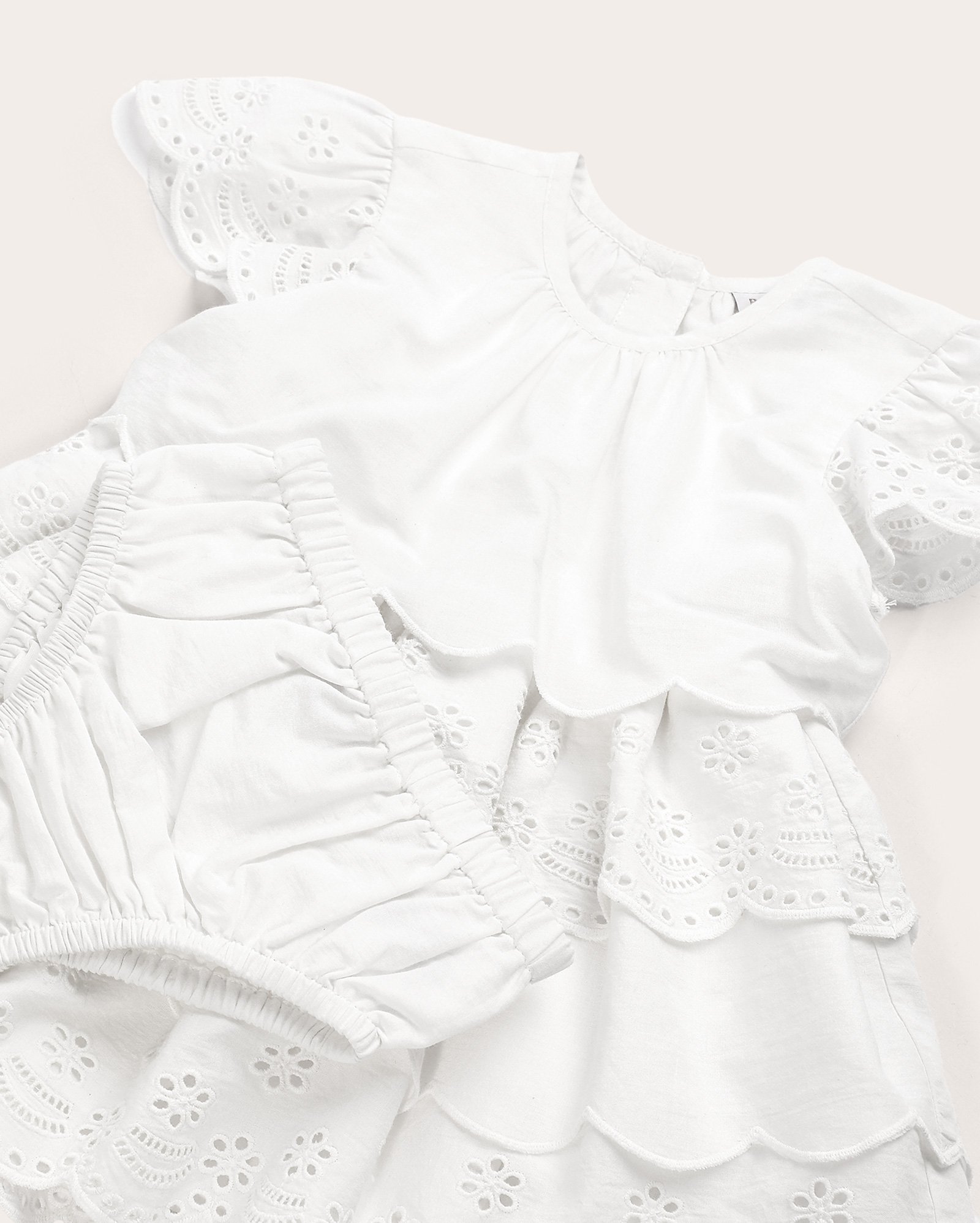 Vestido bebê godê renda com babados branco | Baby Way 