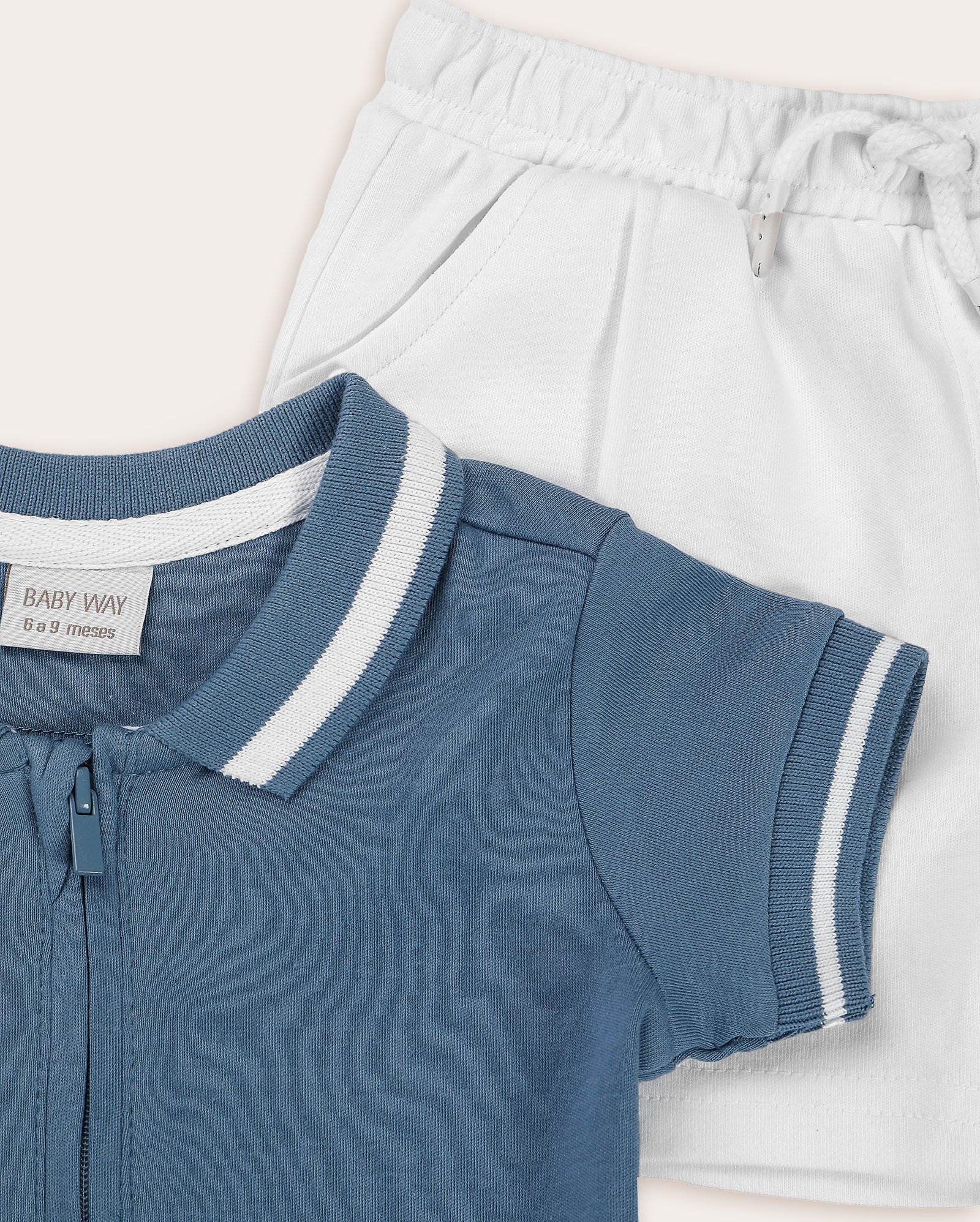 Conjunto curto bebê camisa polo e bermuda multicor