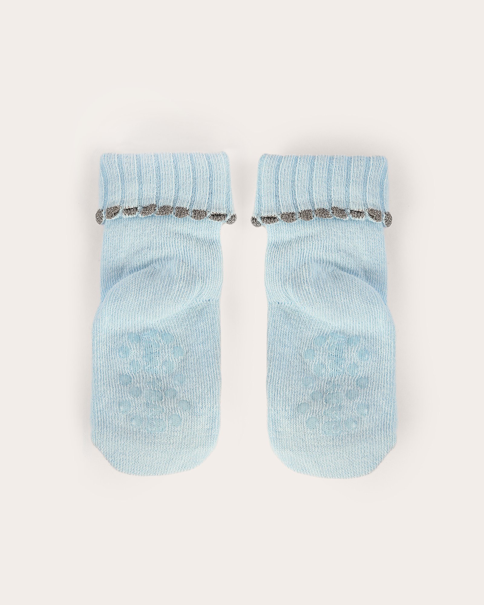 Meia bebê cano curto antiderrapante ursinho azul | Baby Way