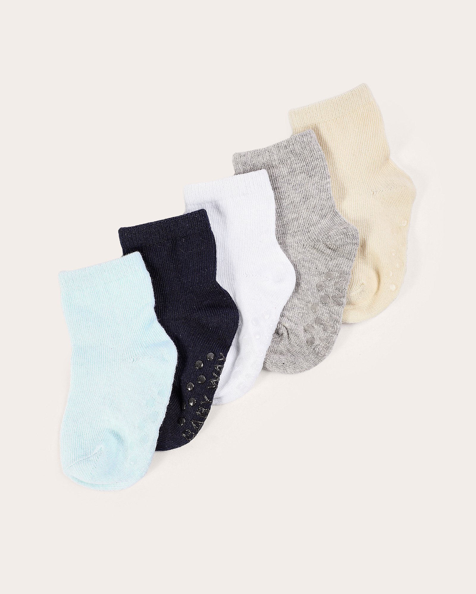 Kit meia bebê 5 pares cano médio antiderrapante multicor