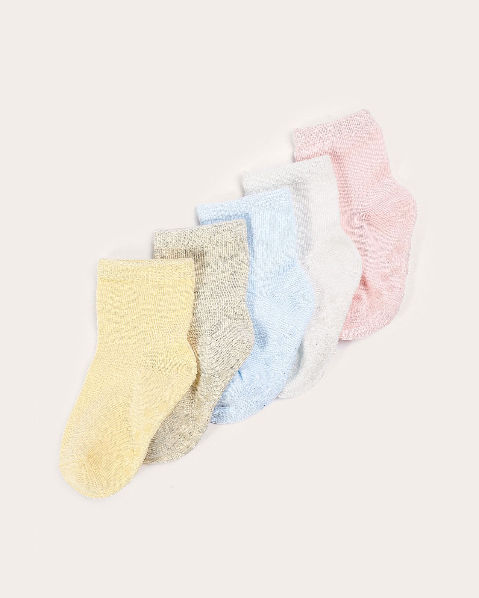 Kit meia bebê 5 pares cano médio antiderrapante multicor