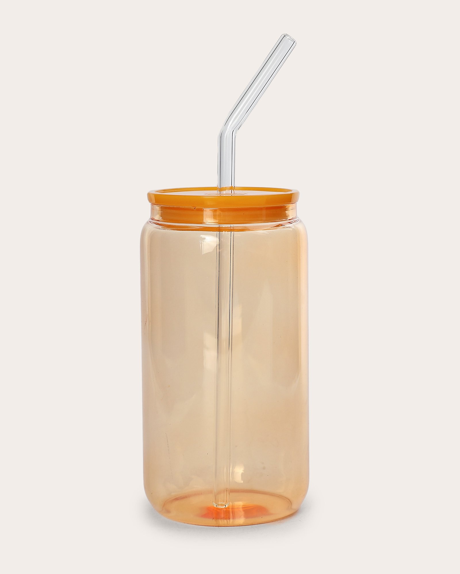 Copo alto de vidro Bia com canudo 550ml - laranja | Casa Riachuelo