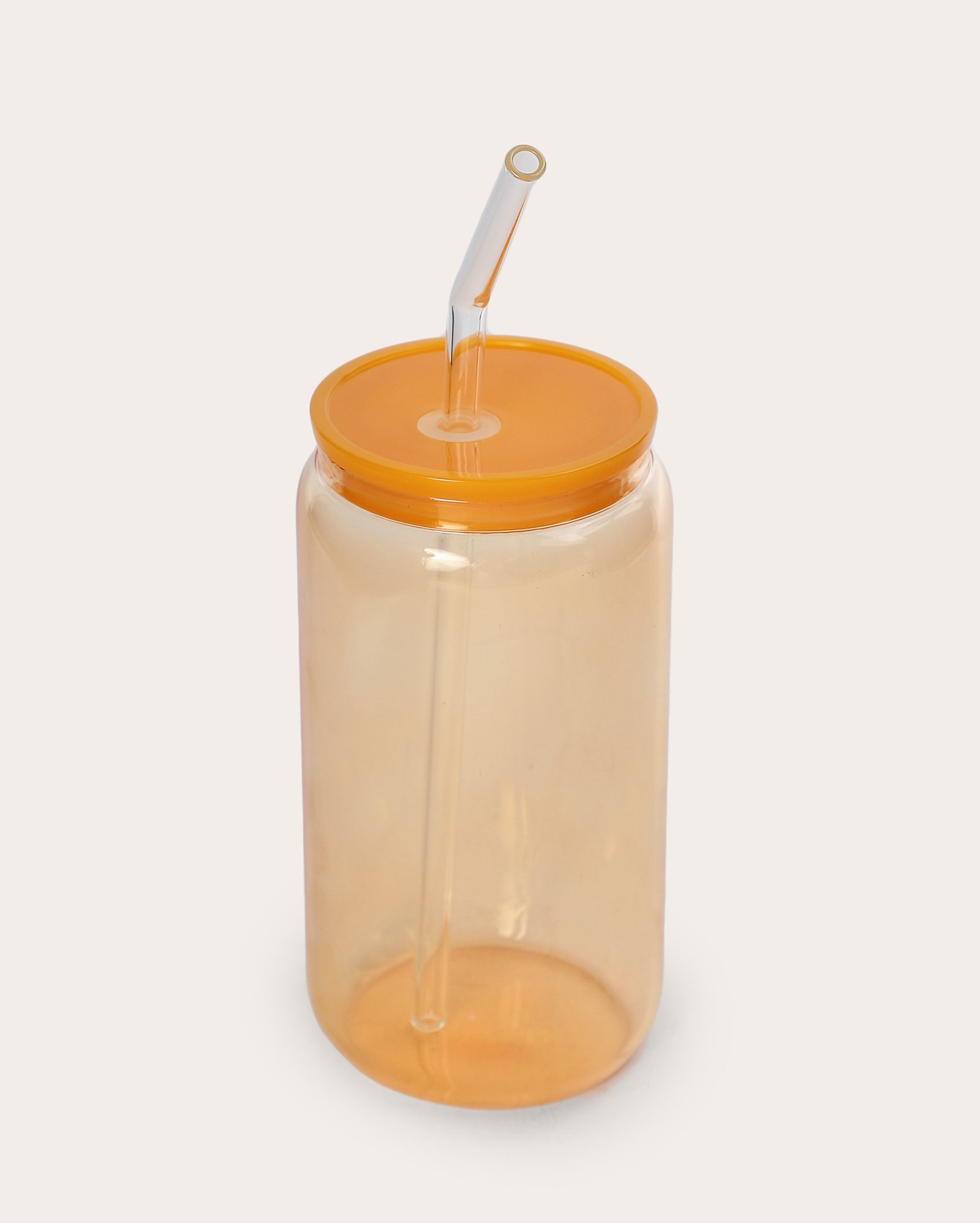 Copo alto de vidro Bia com canudo 550ml - laranja | Casa Riachuelo