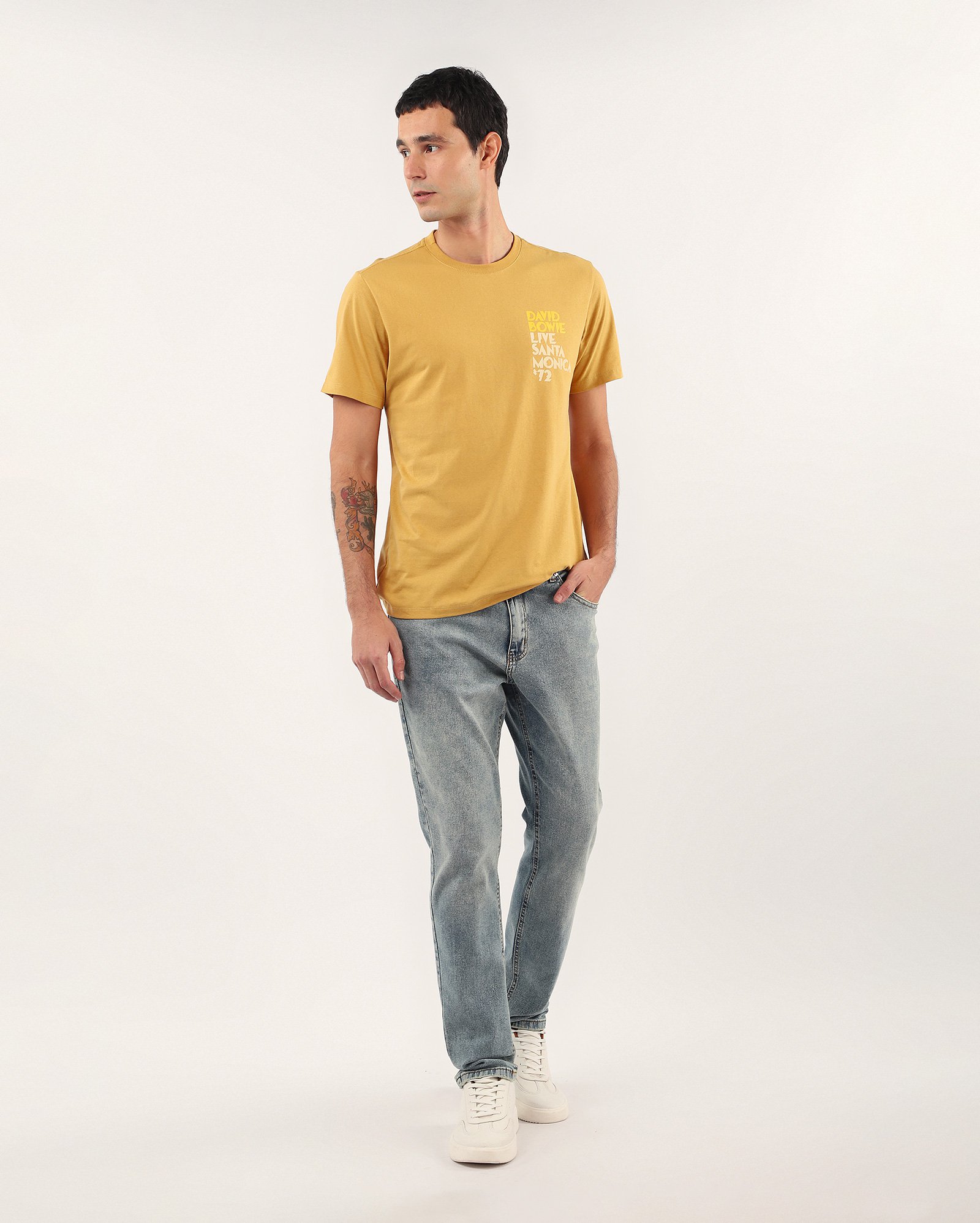 Camiseta masculina Live Santa Monica - amarela | David Bowie