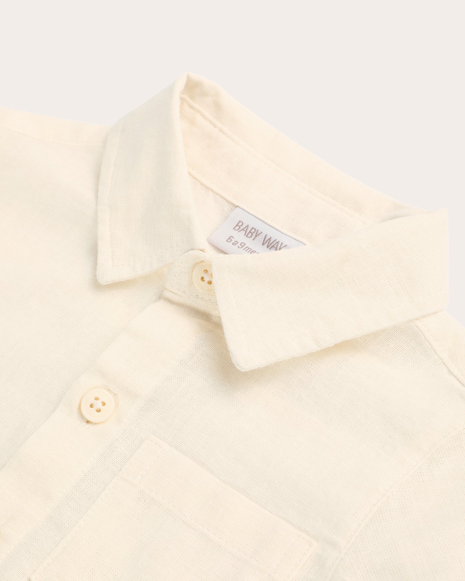 Camisa bebê com linho e bolso - bege