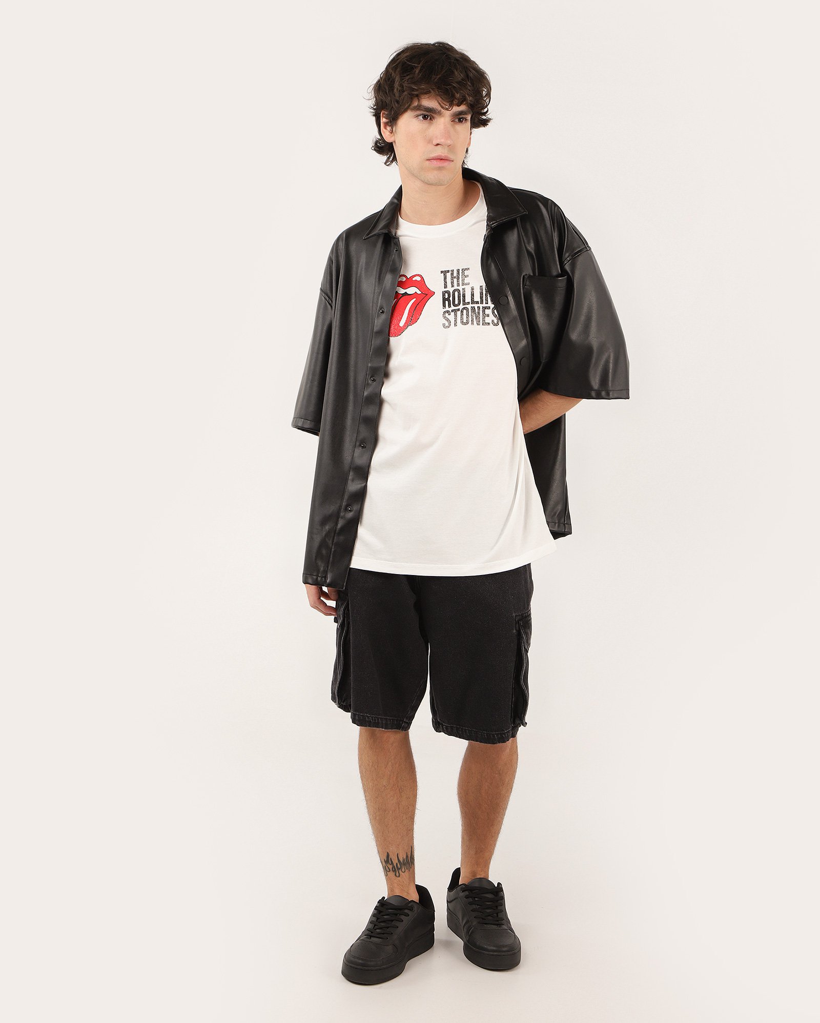 Camiseta masculina manga curta banda branca | The Rolling Stones