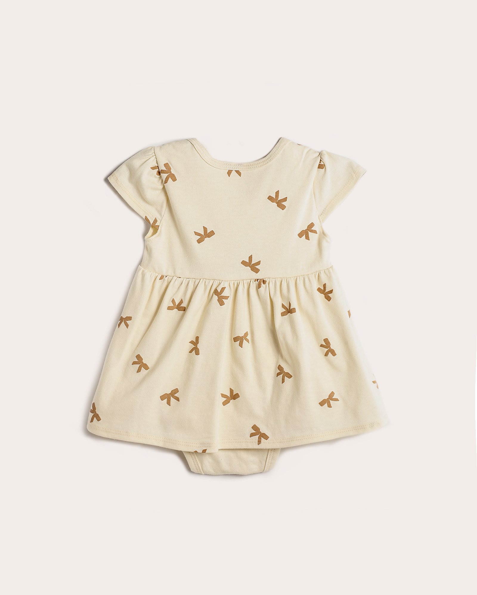 Vestido body bebê evasê laços bege | Baby Way