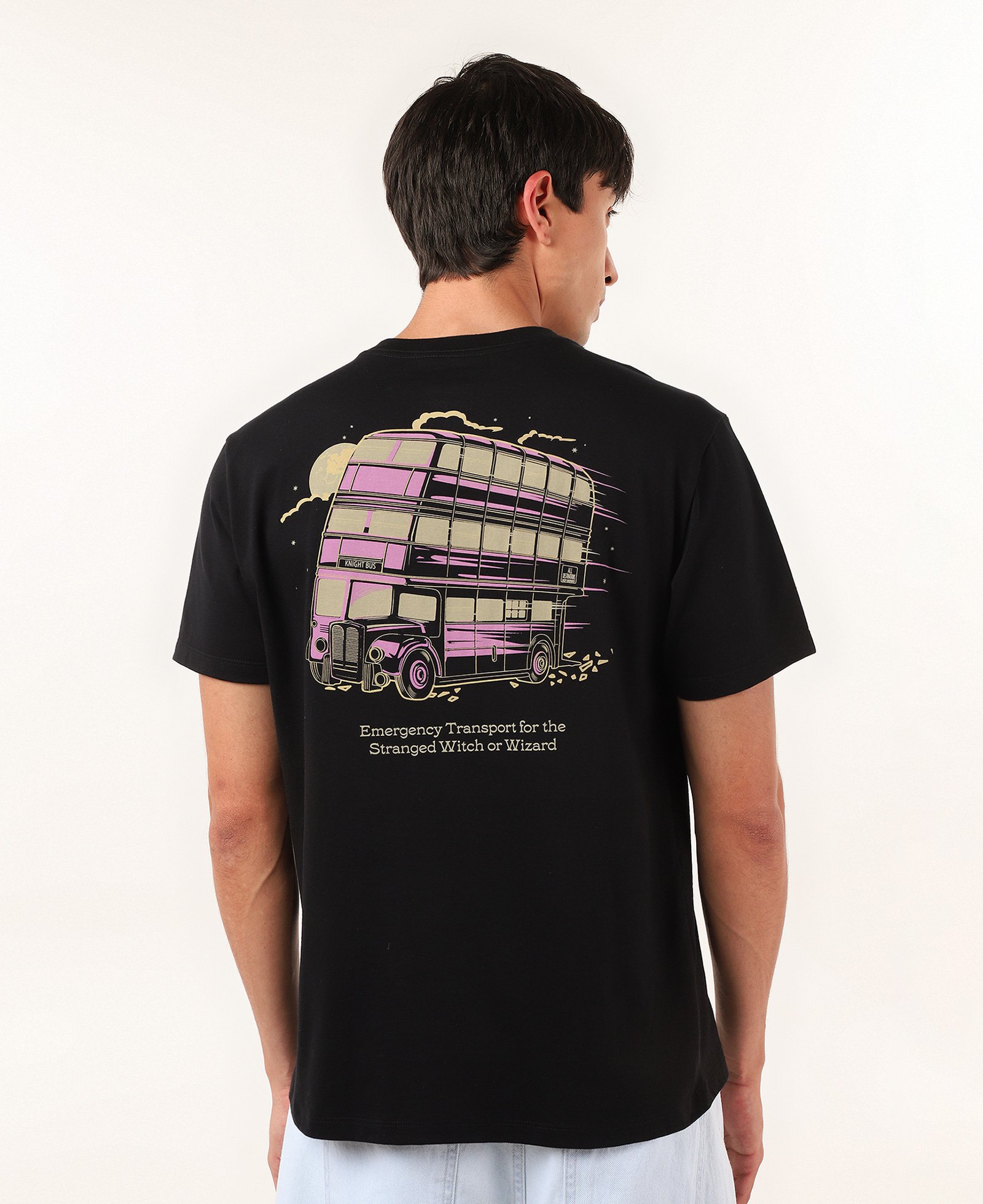 Camiseta masculina regular Bus Harry Potter preta | FANLAB