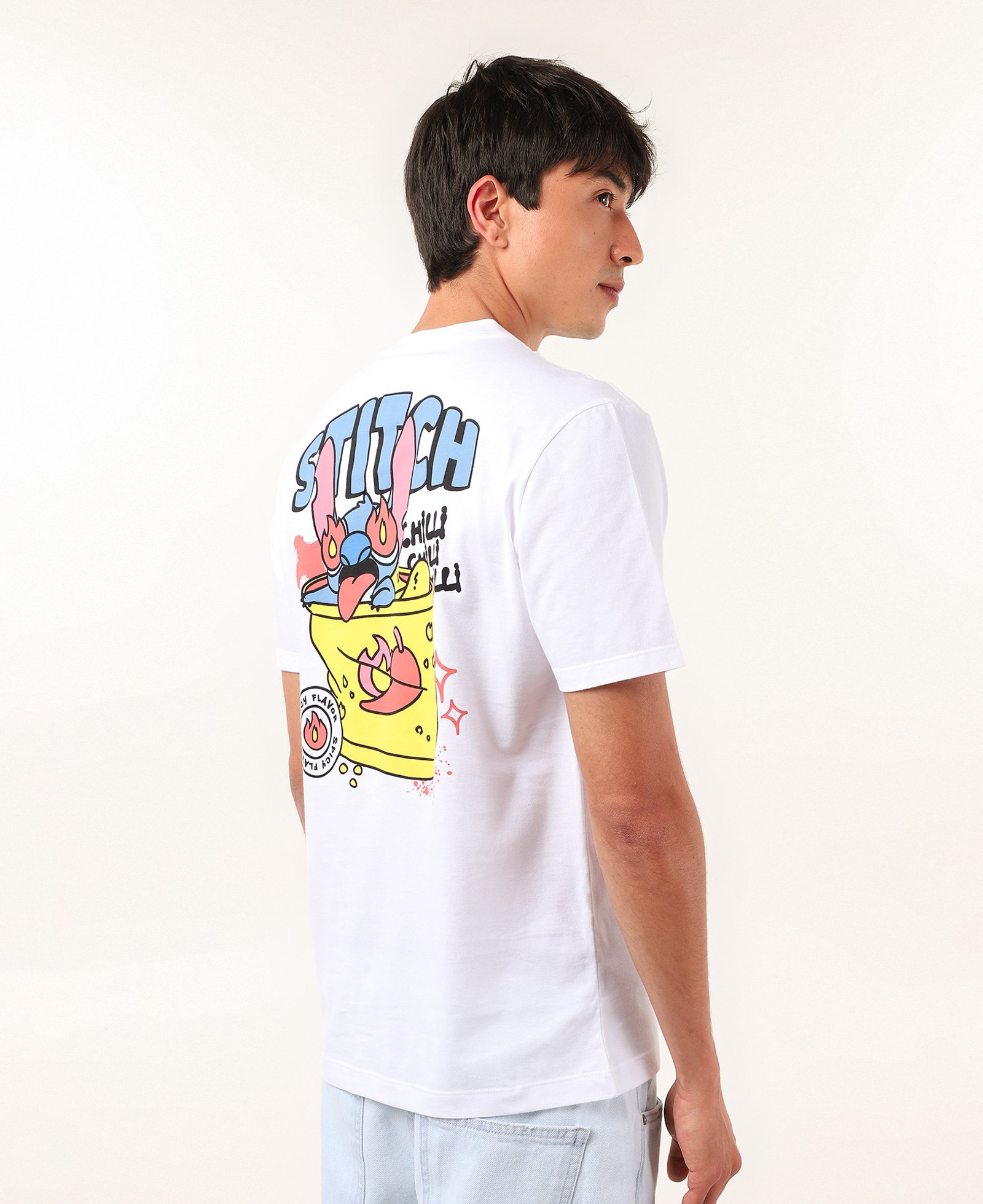 Camiseta masculina regular Stitch chilli branca | FANLAB