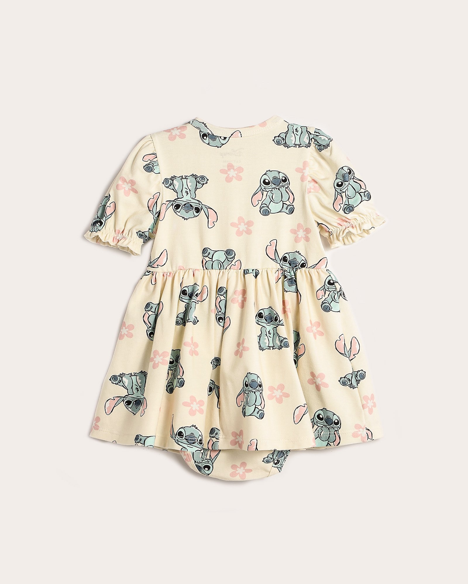 Vestido body bebê evasê Stitch bege | Disney