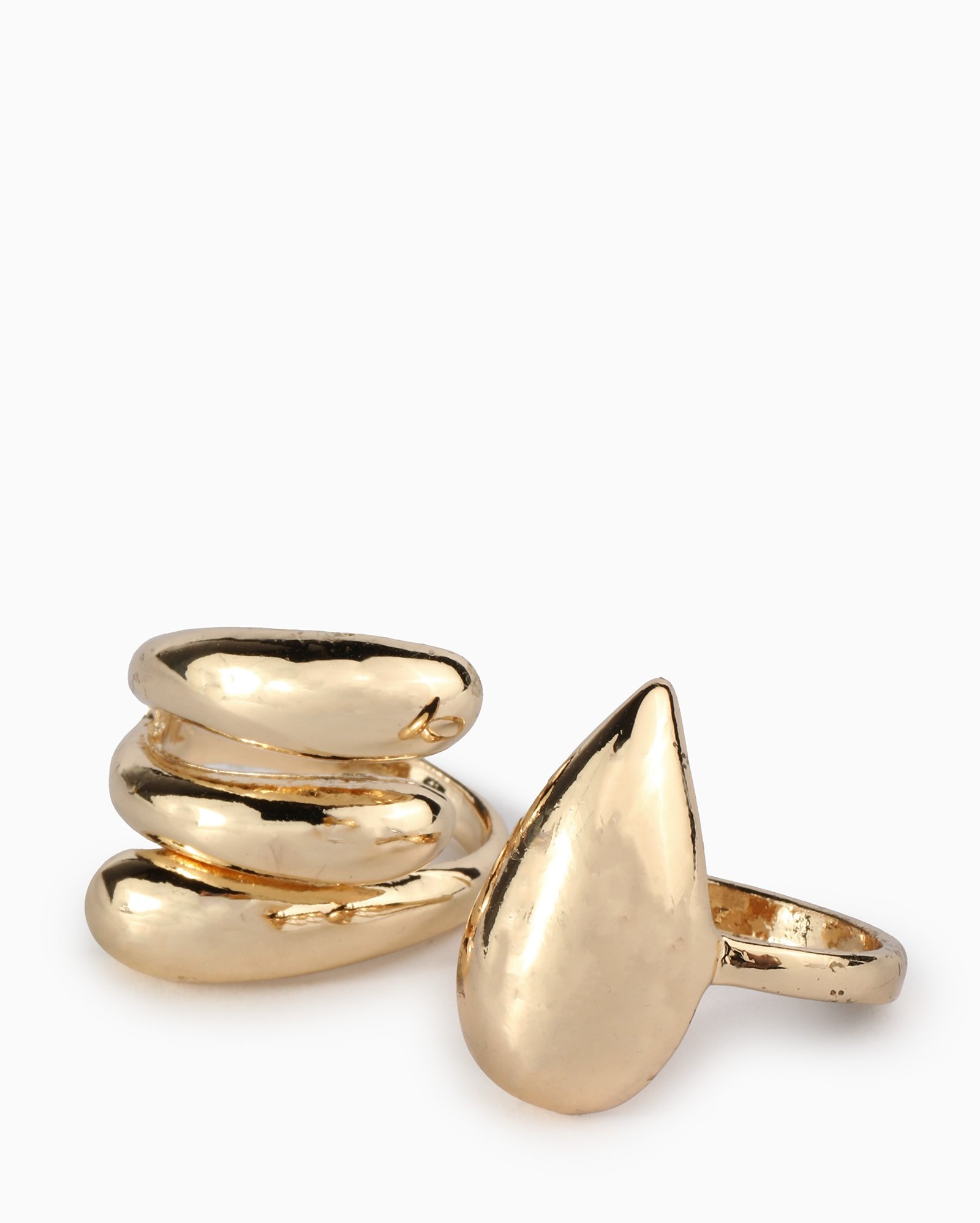 Kit anéis feminino 2 peças espiral gota dourado | Accessori by Riachuelo