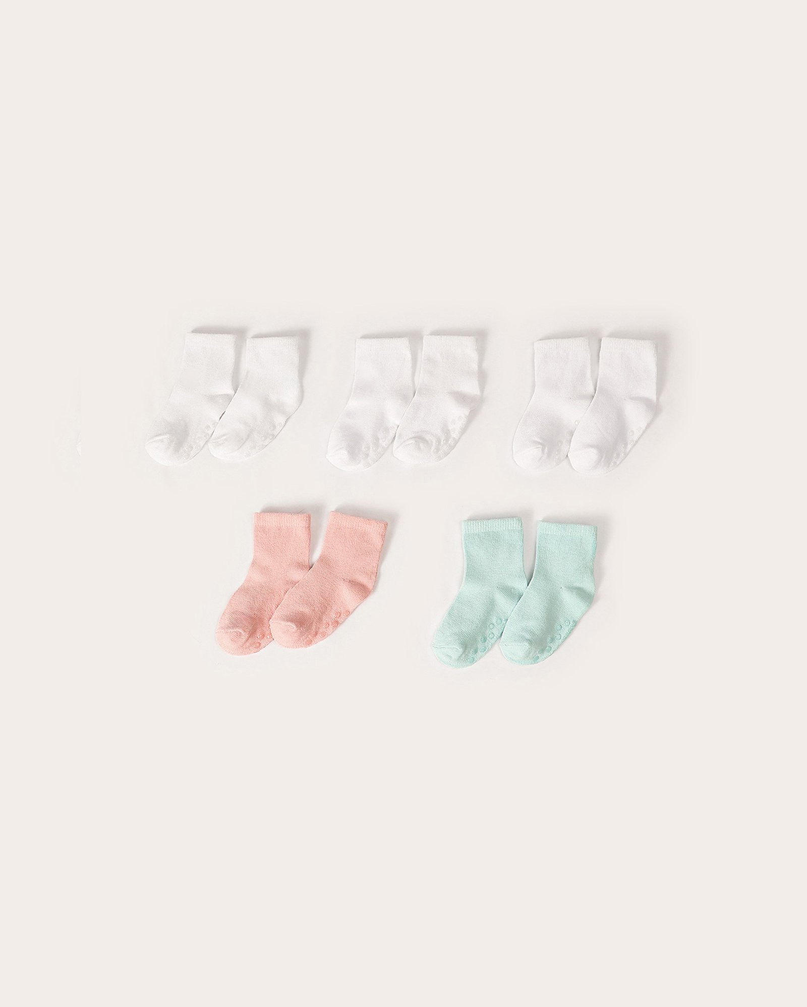 Kit meia bebê 5 pares cano médio antiderrapante multicor | Baby Way